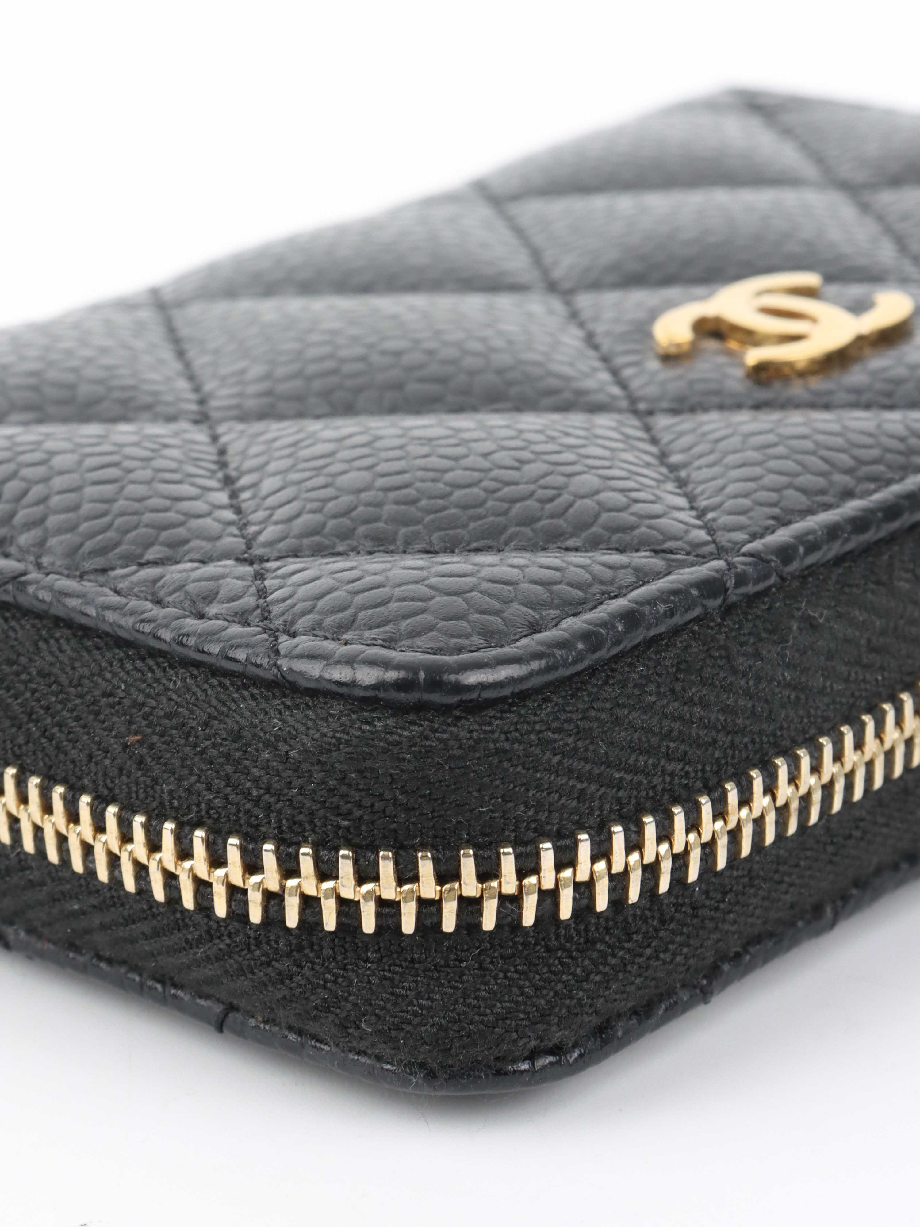 Chanel Black Caviar Zip Card Holder.