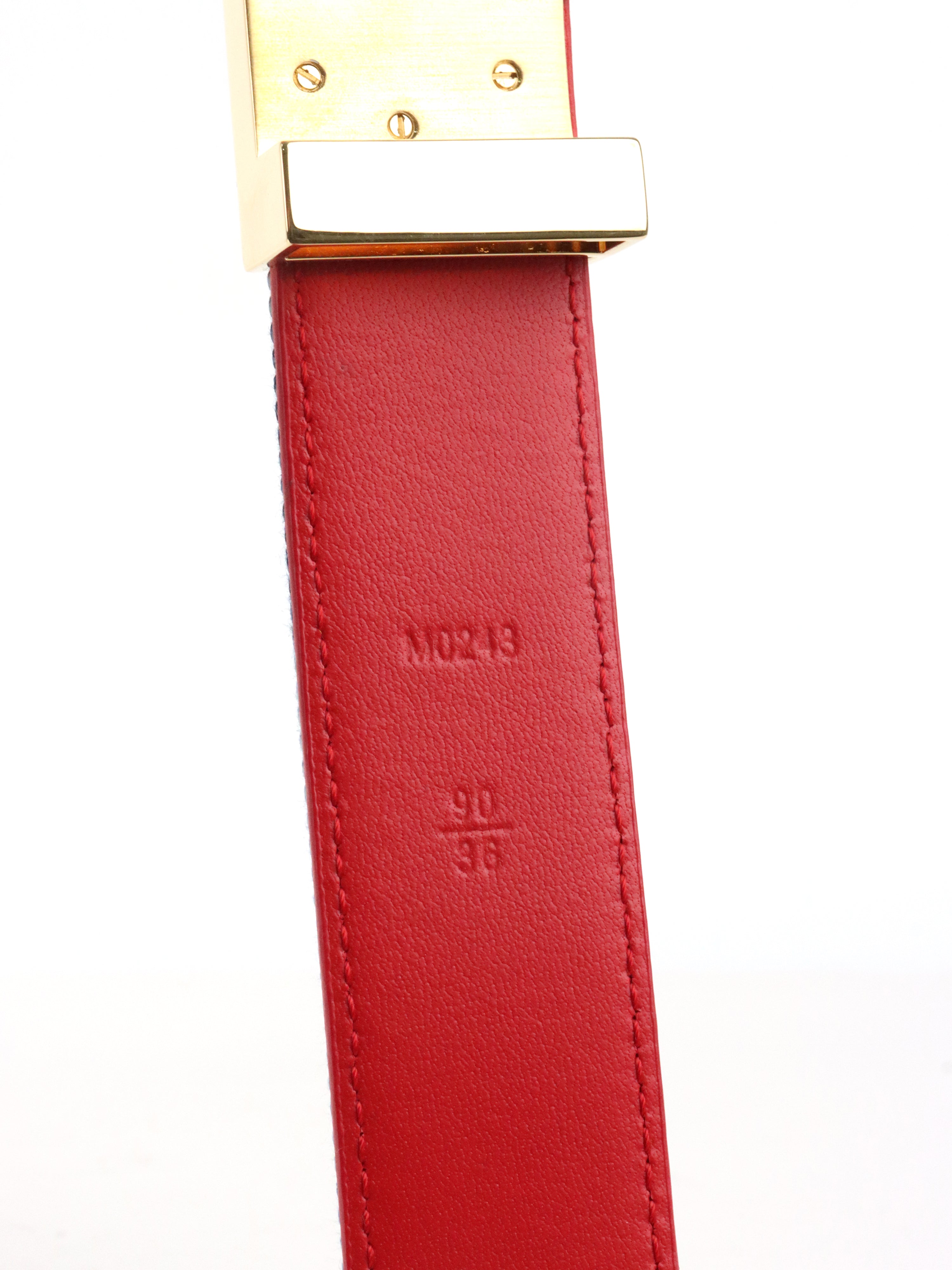 Louis Vuitton Denim LV Iconic Belt Damier  Monogram Patchwork Belt size 90