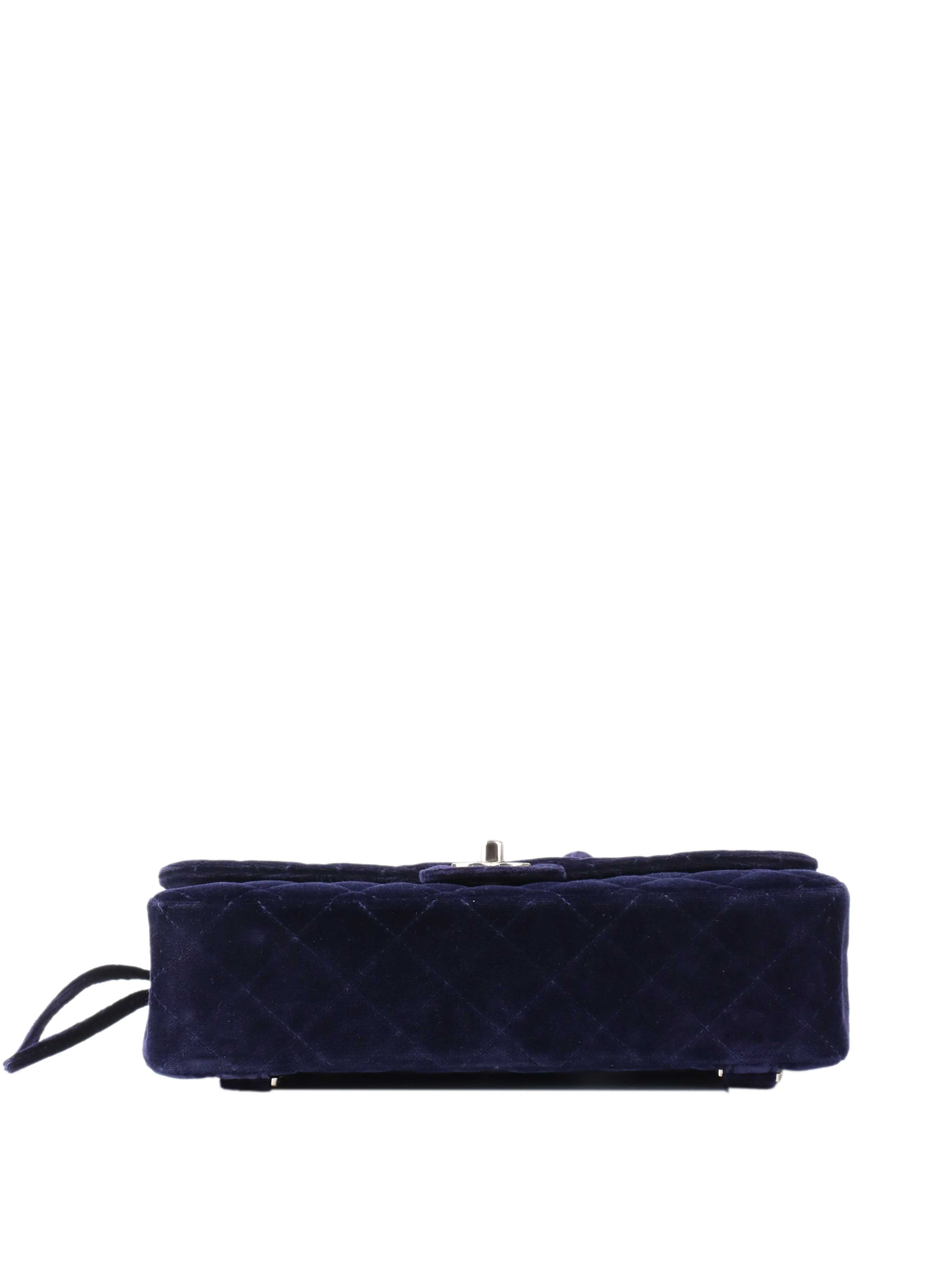 Chanel Vintage Navy Velvet Classic Flap Backpack.