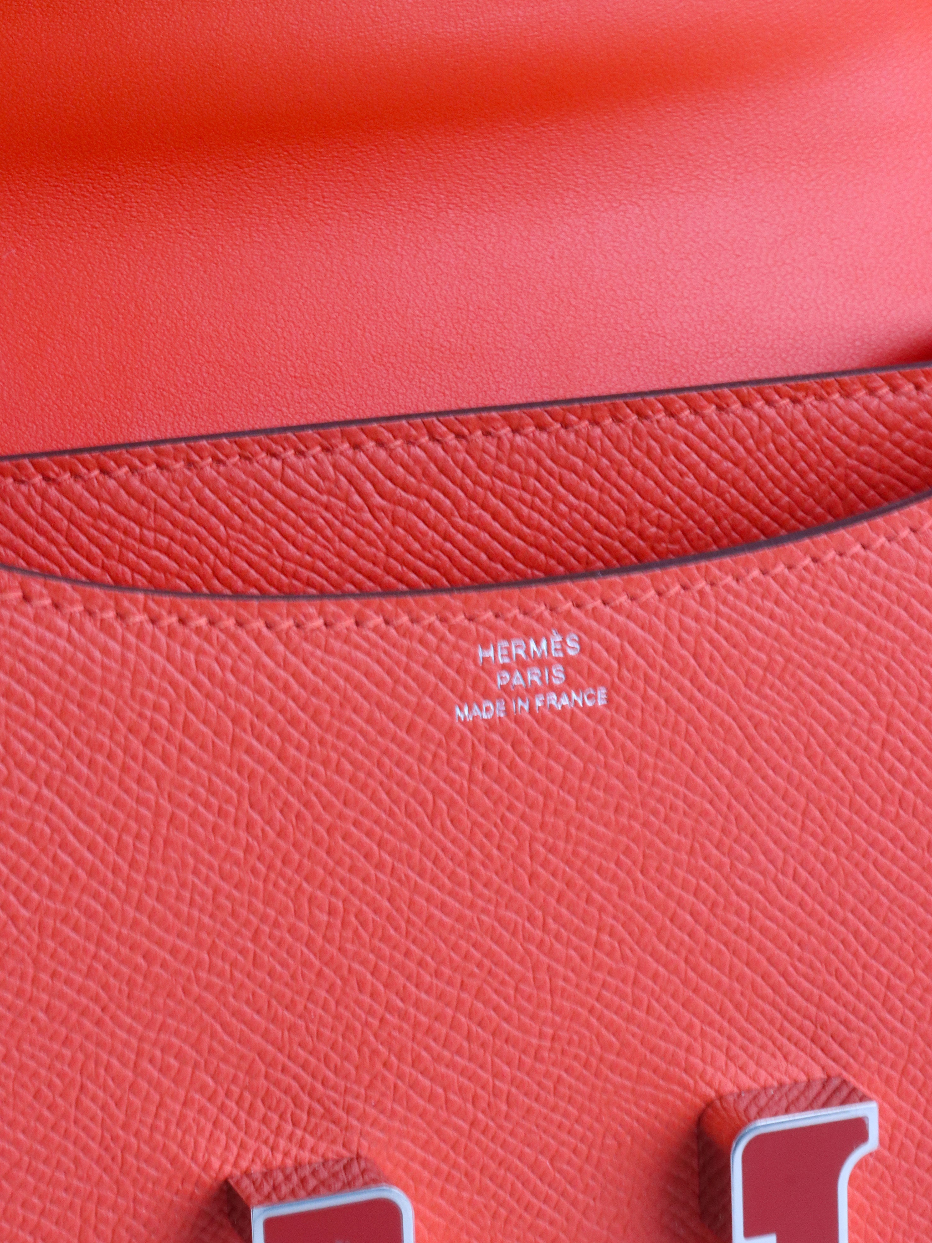 Hermes Constance 18 Epsom Sanguine Enamel and Palladium Hardware