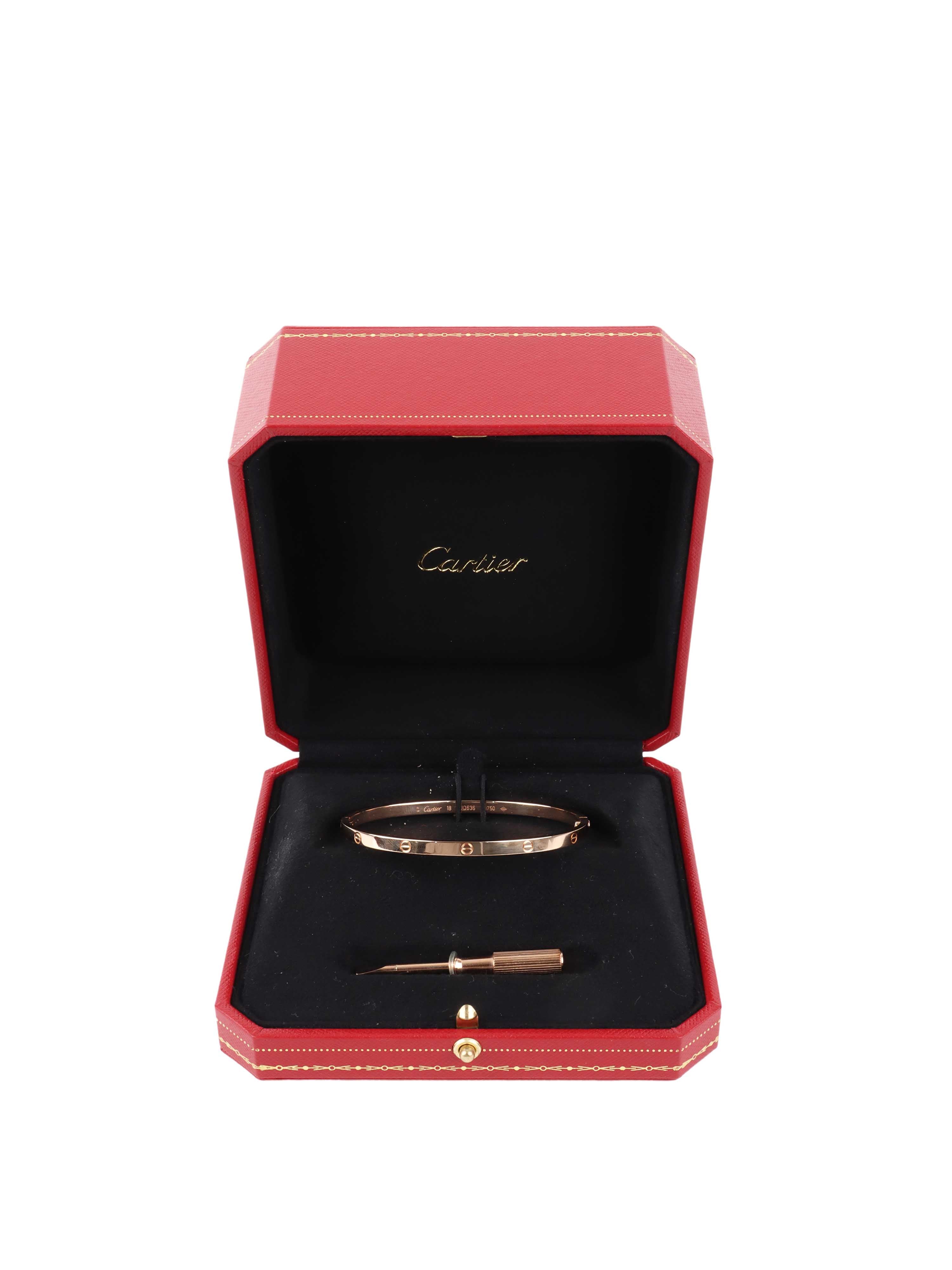 Cartier Small Model Rose Gold Love Bracelet.