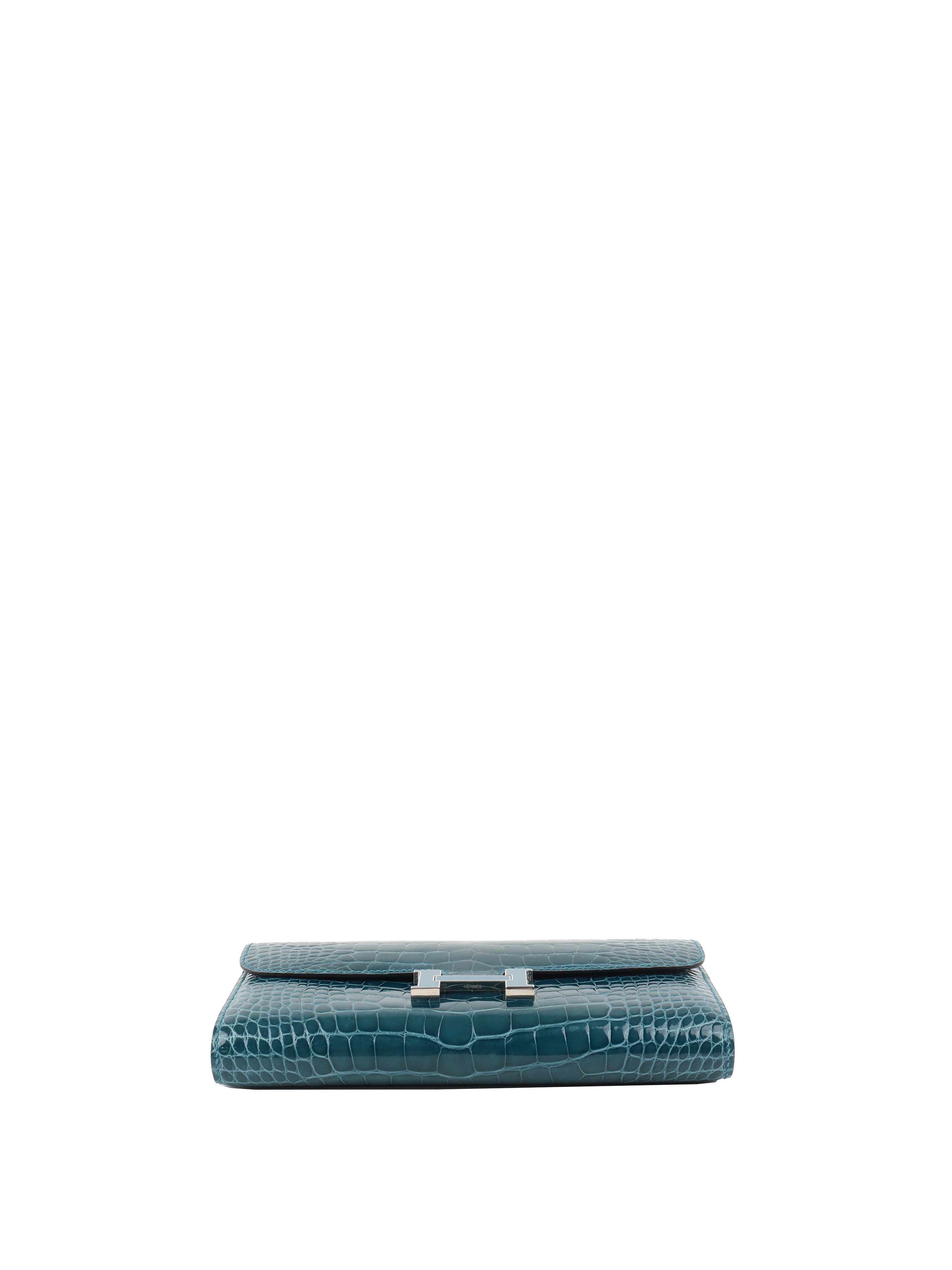 Hermes Alligator Constance Wallet Vert Bosphore.
