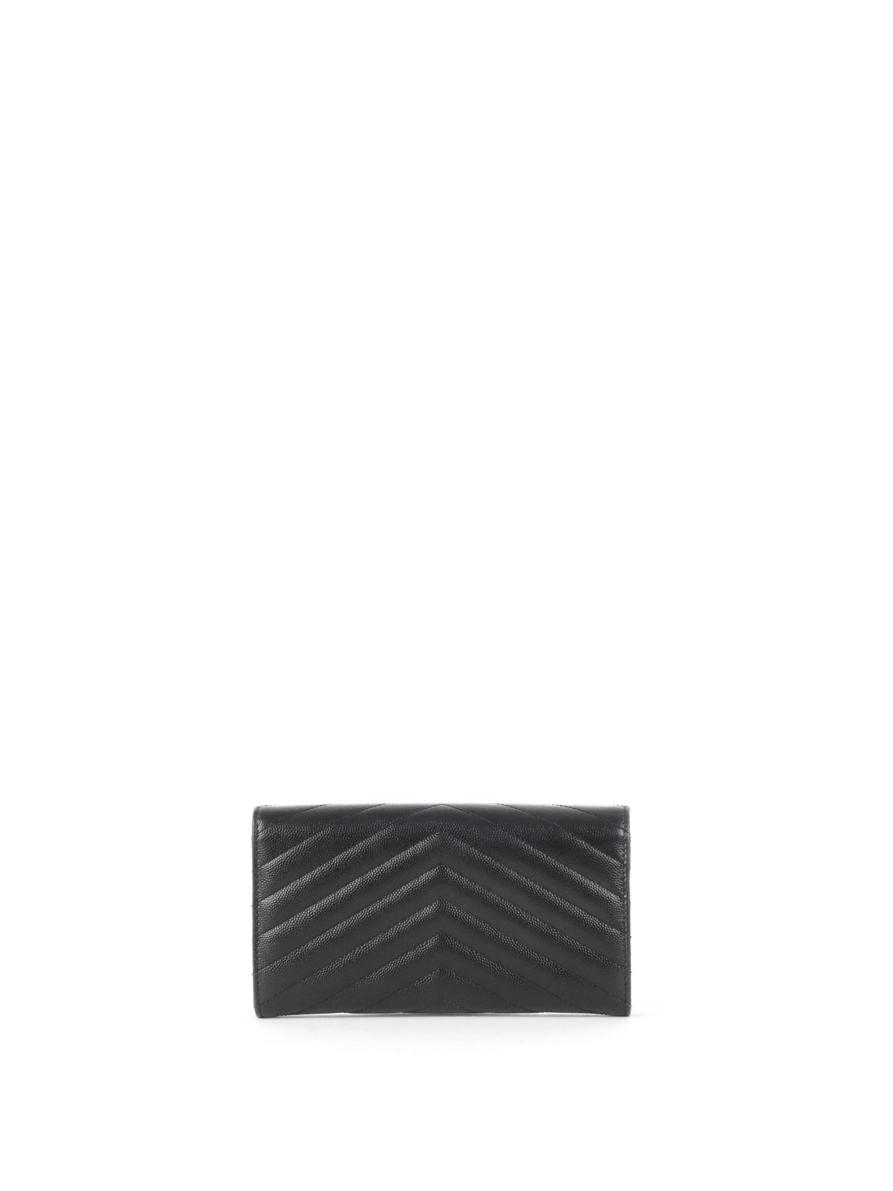 Saint Laurent Black Cassandre Matelasse Large Flap Wallet