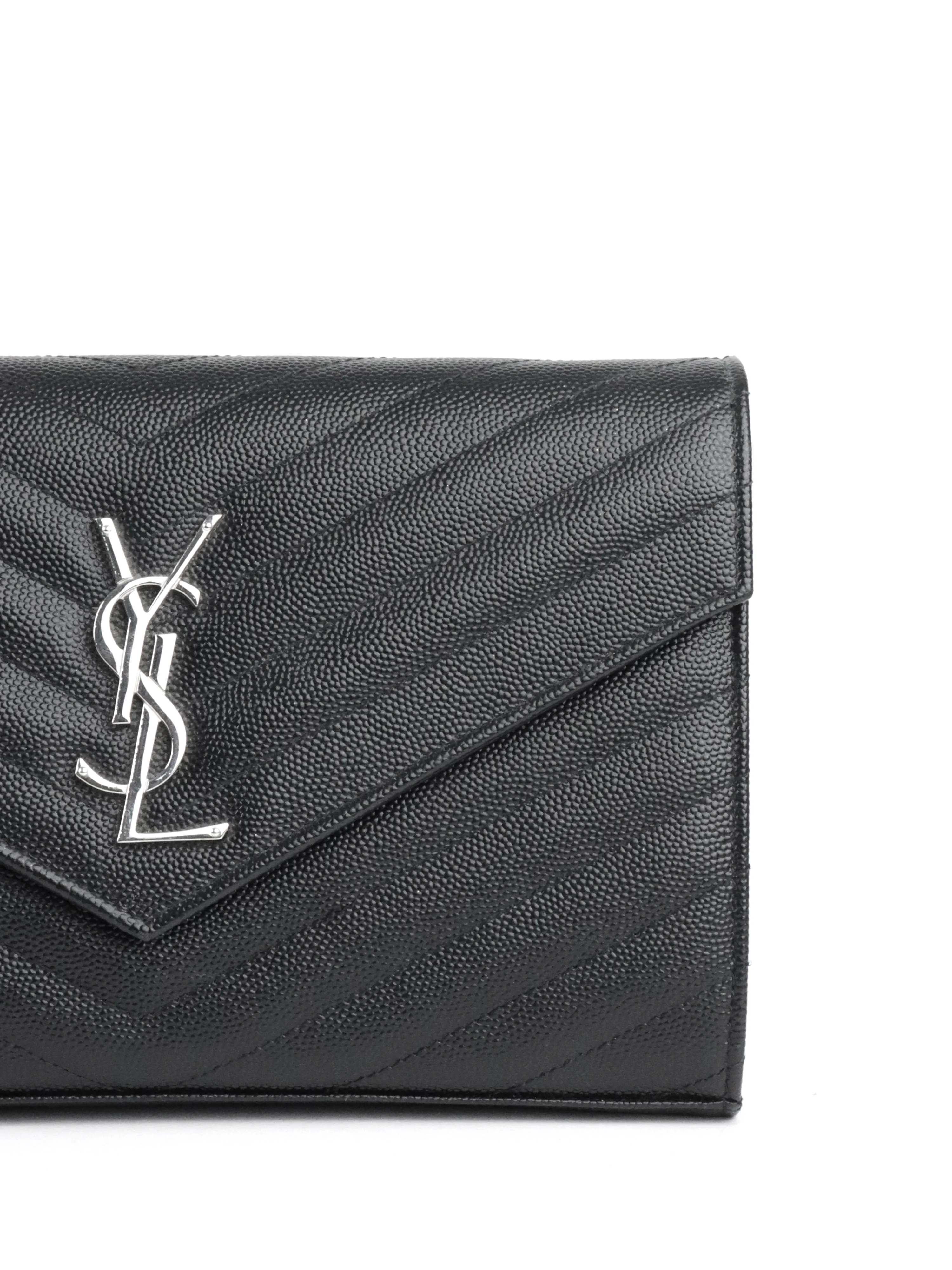 Saint Laurent Black Cassandre Envelope Chain Wallet