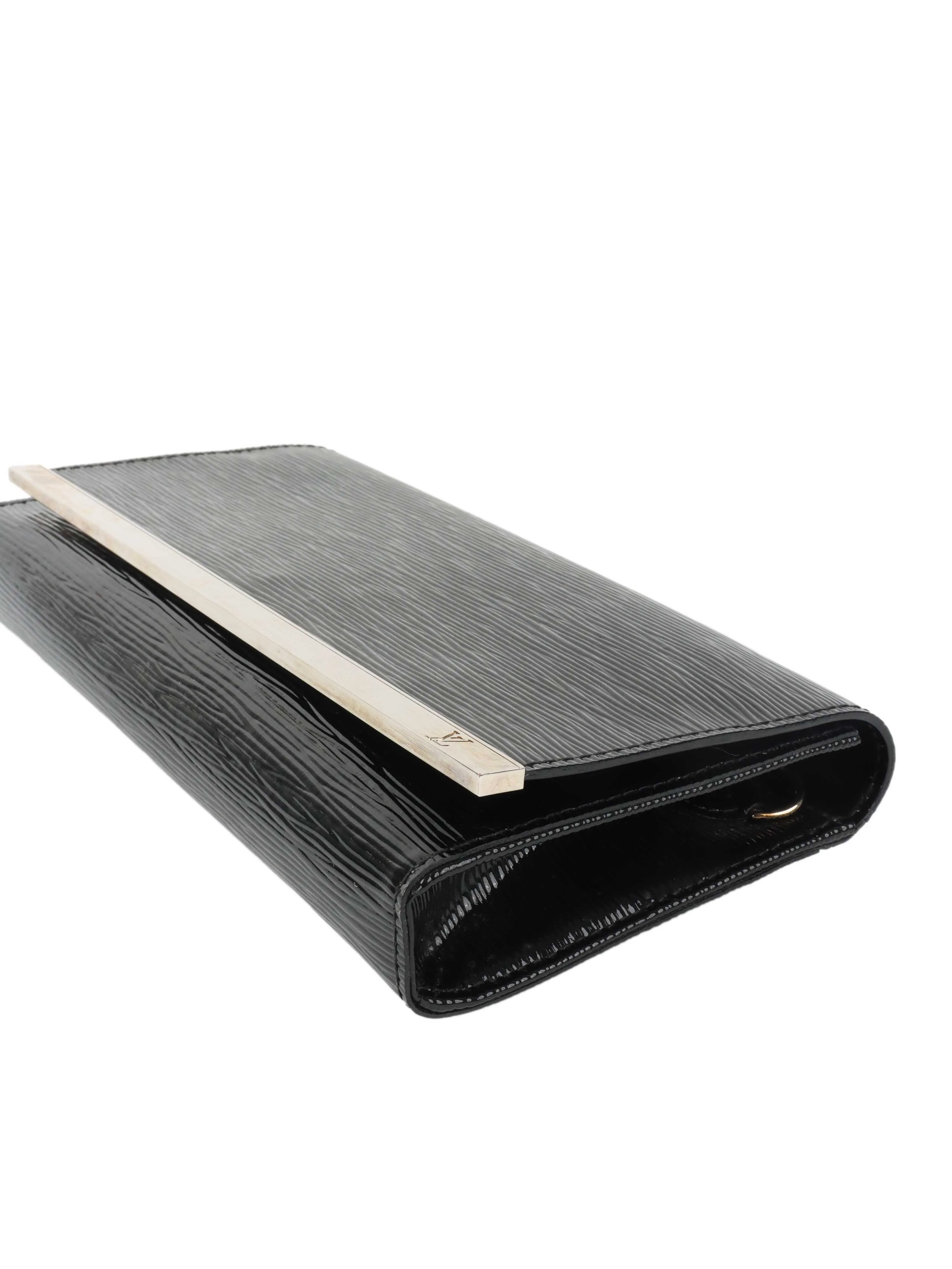 Louis Vuitton Black Patent Epi Clutch with Shoulder Strap.