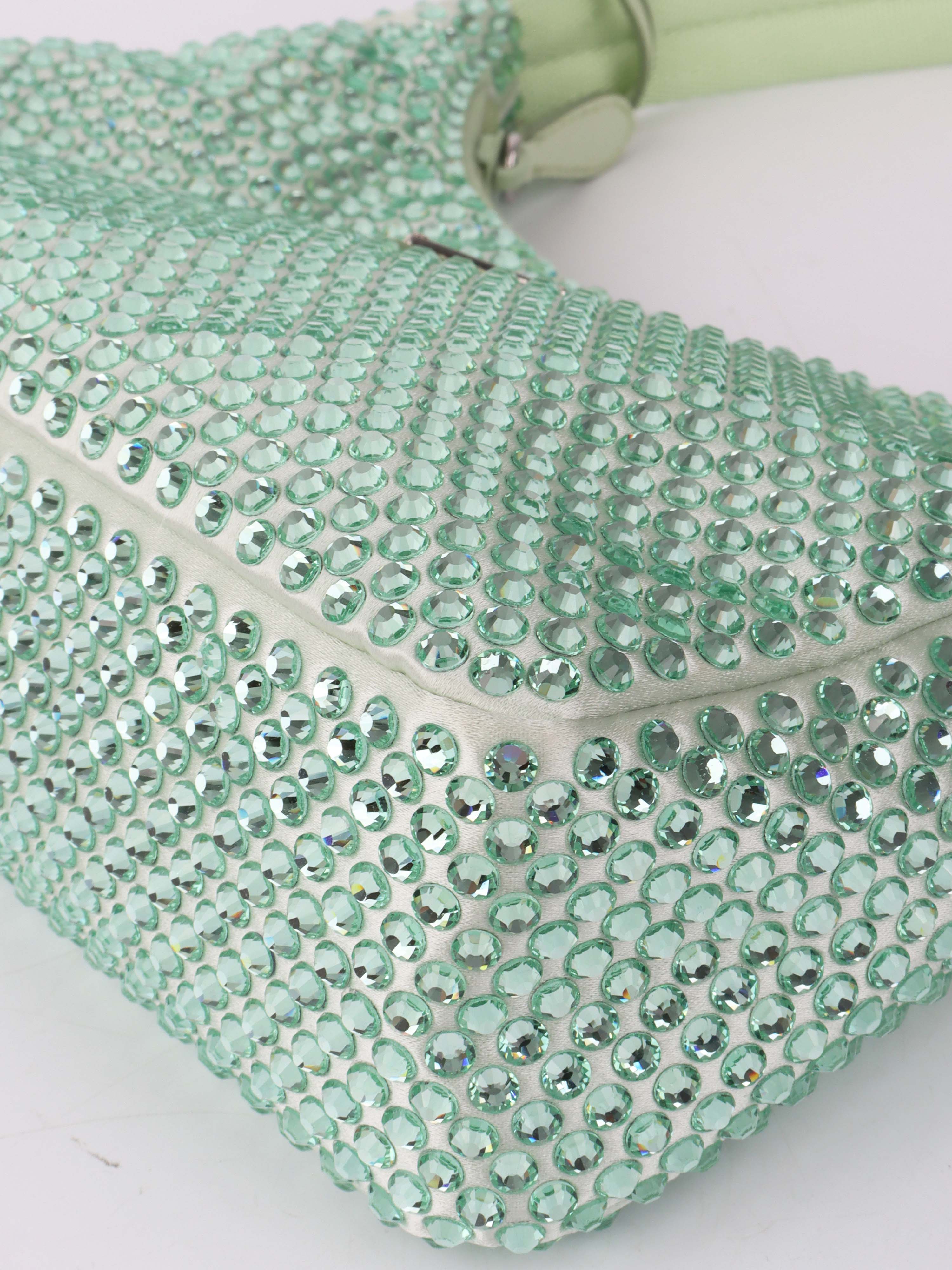 Prada Mint Green Crystal Re-Edition 2000 Shoulder Bag.