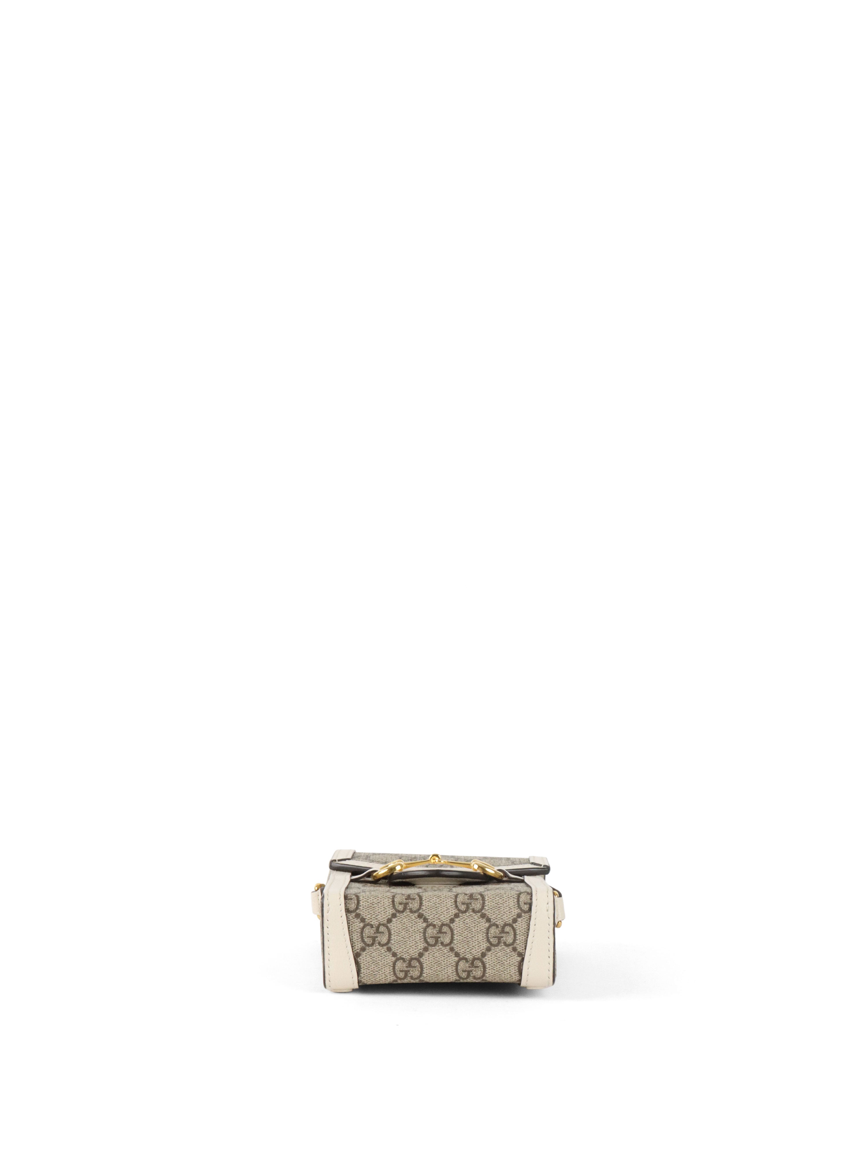 Gucci White and Canvas Horsebit 1955 Mini Bag