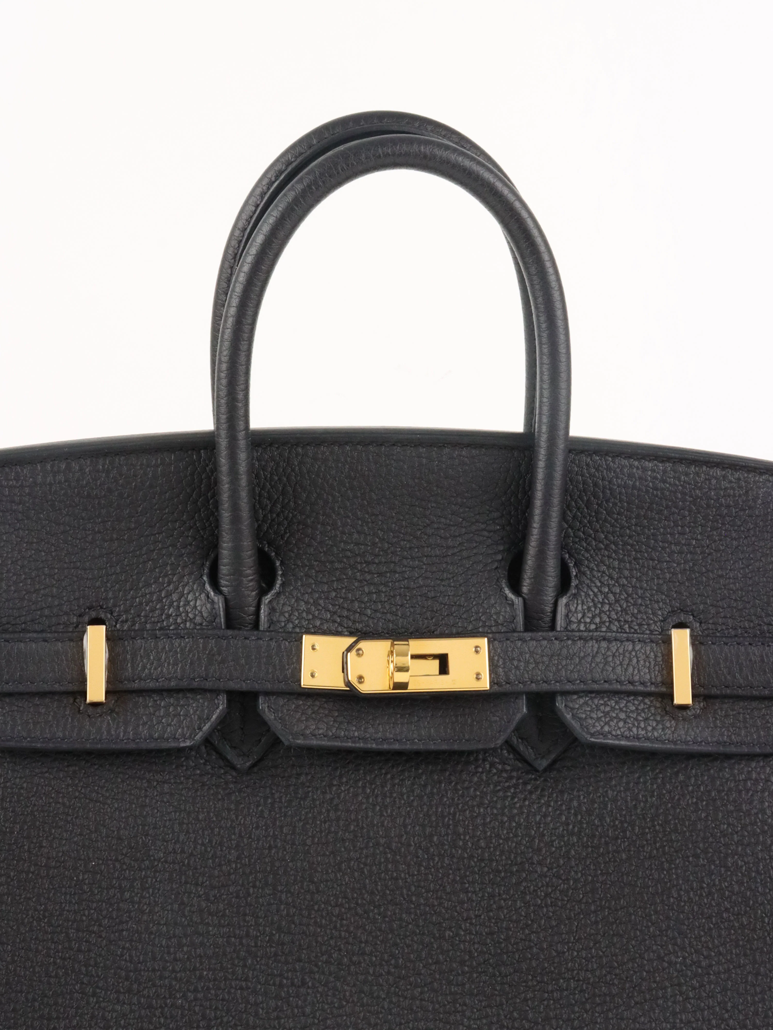Hermes Noir Birkin 25 Togo Leather GHW Stamp Y