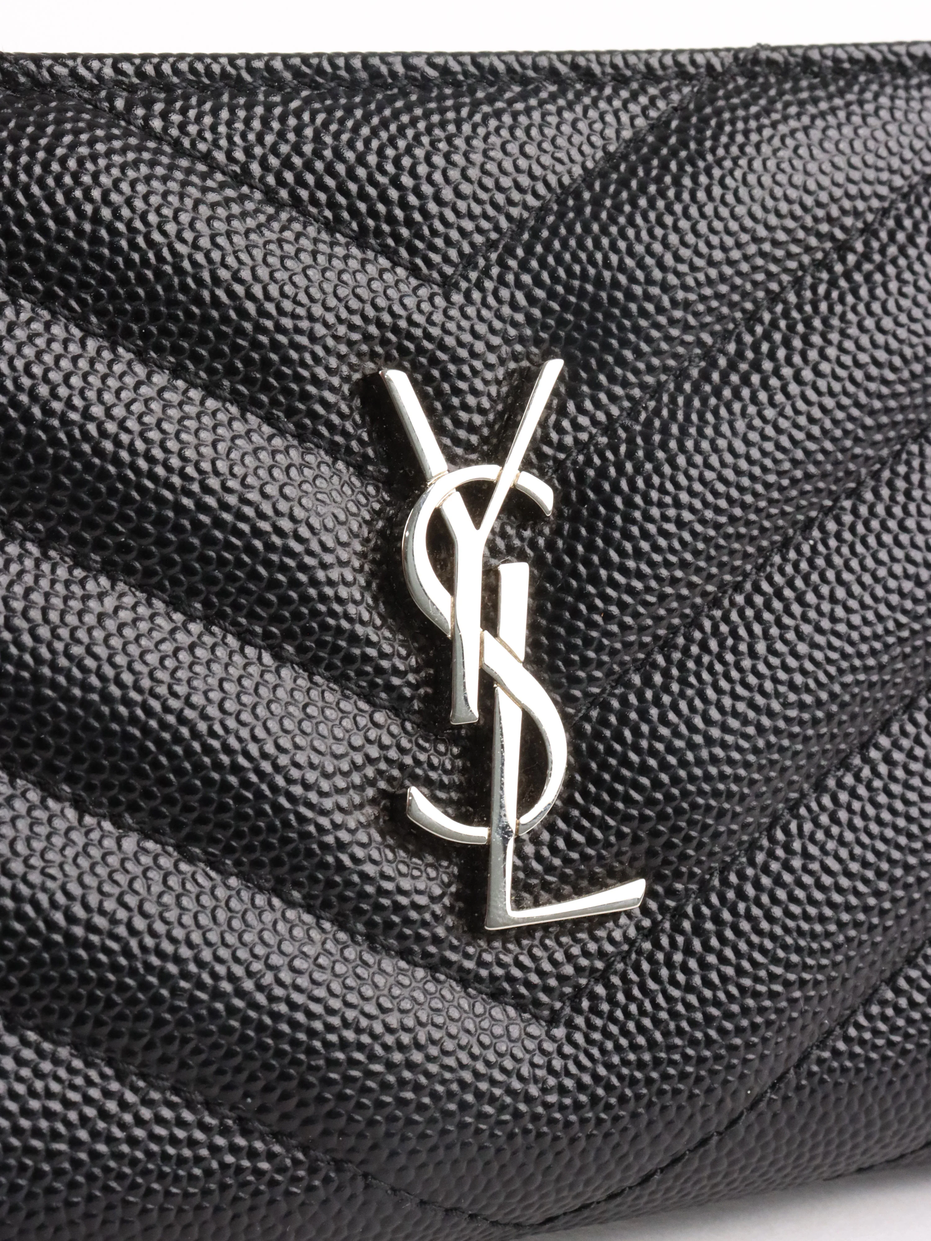 Saint Laurent Zipped Black Leather Wallet SHW