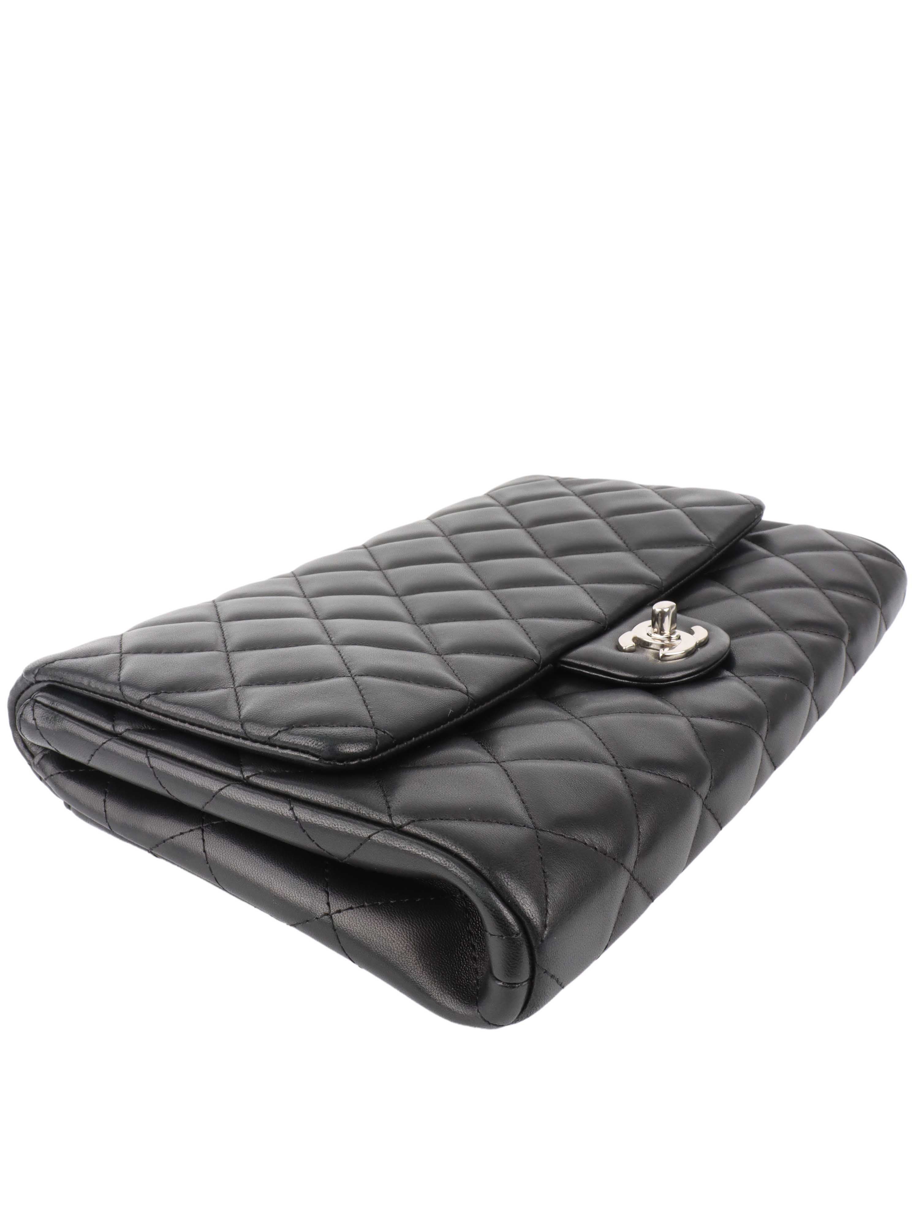 Chanel Black Lambskin Shoulder Clutch.