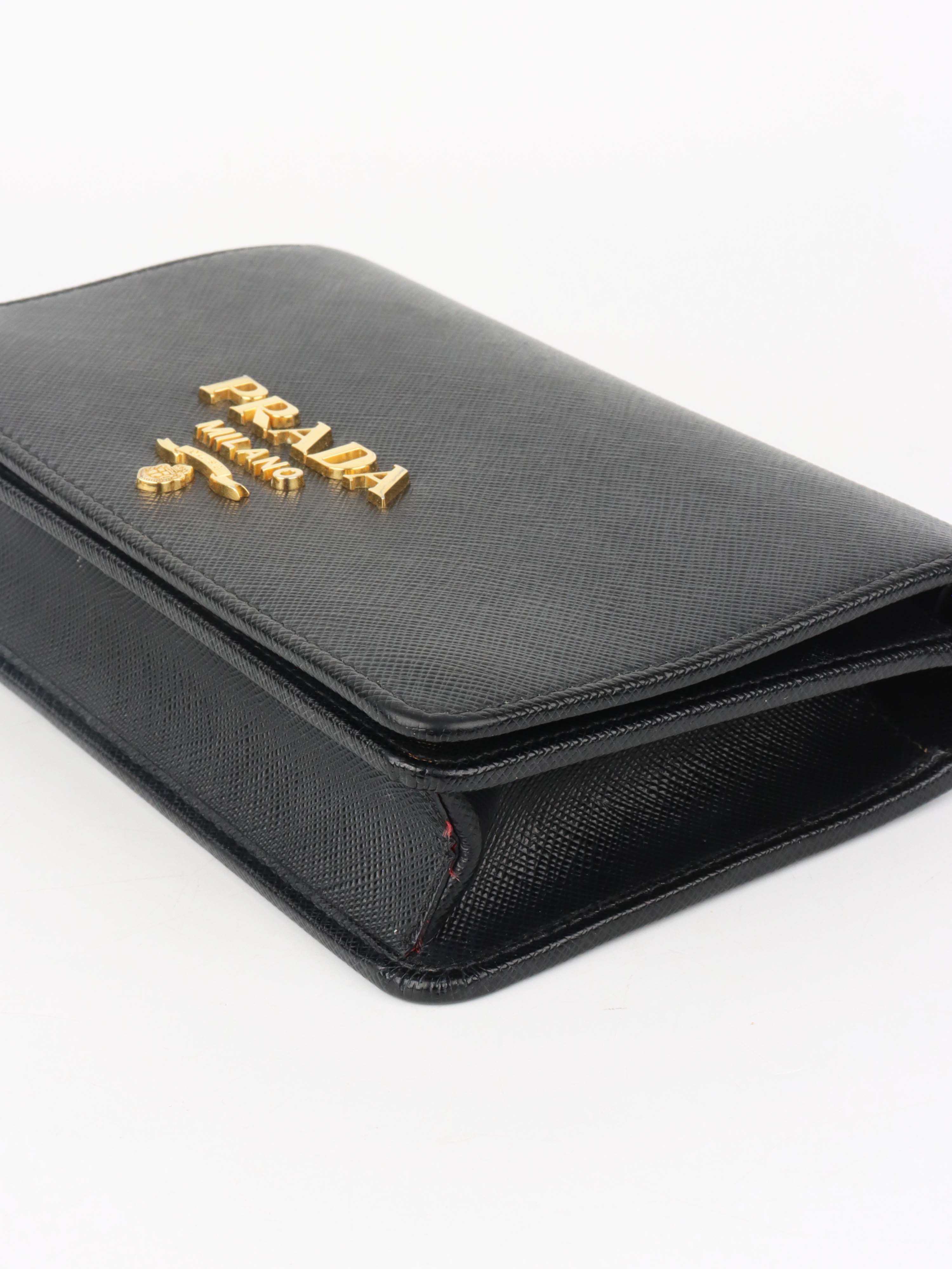 Prada Black Mini Saffiano Leather Bag.