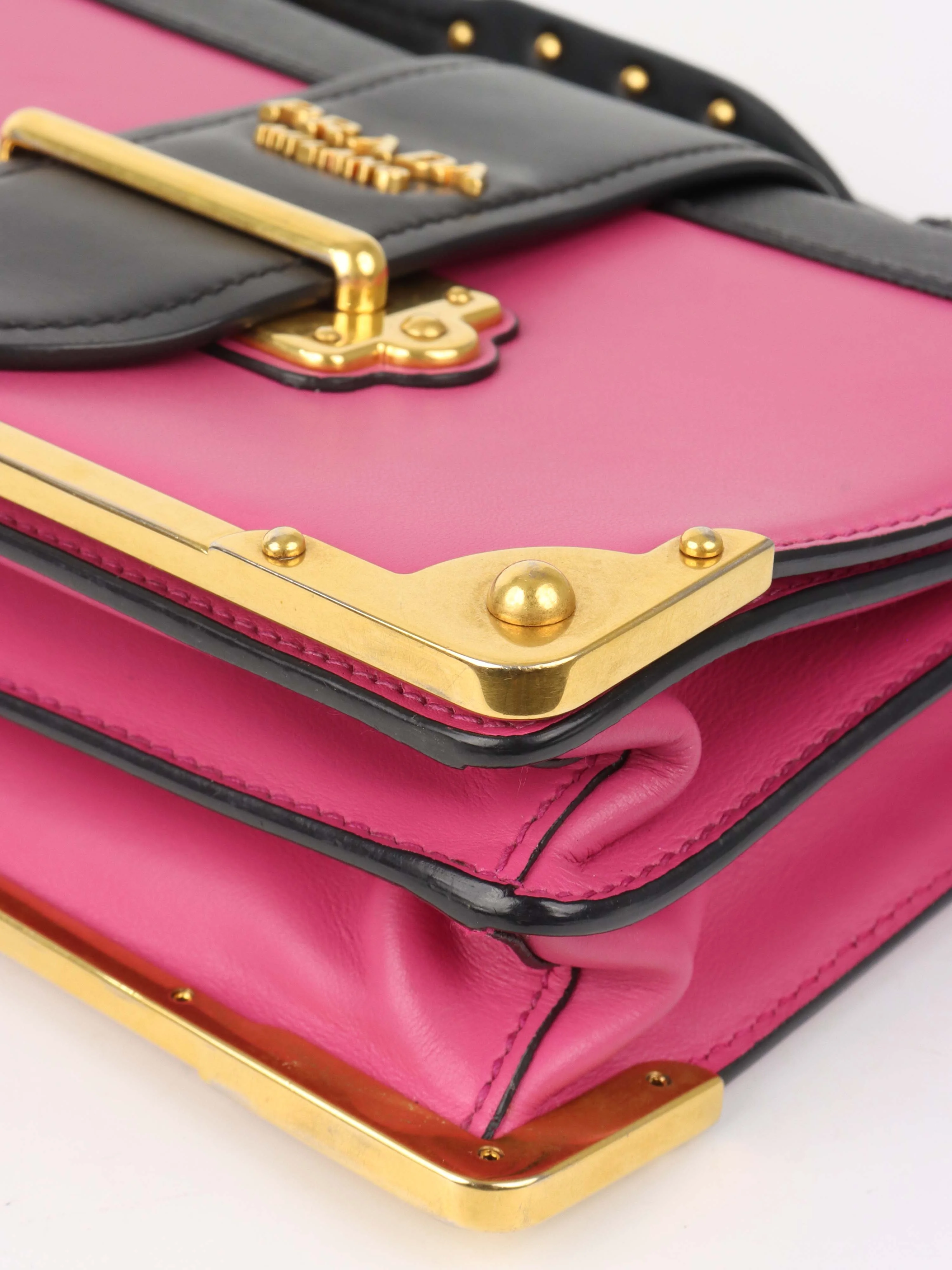 Prada Pink Cahier Leather Crossbody Bag.