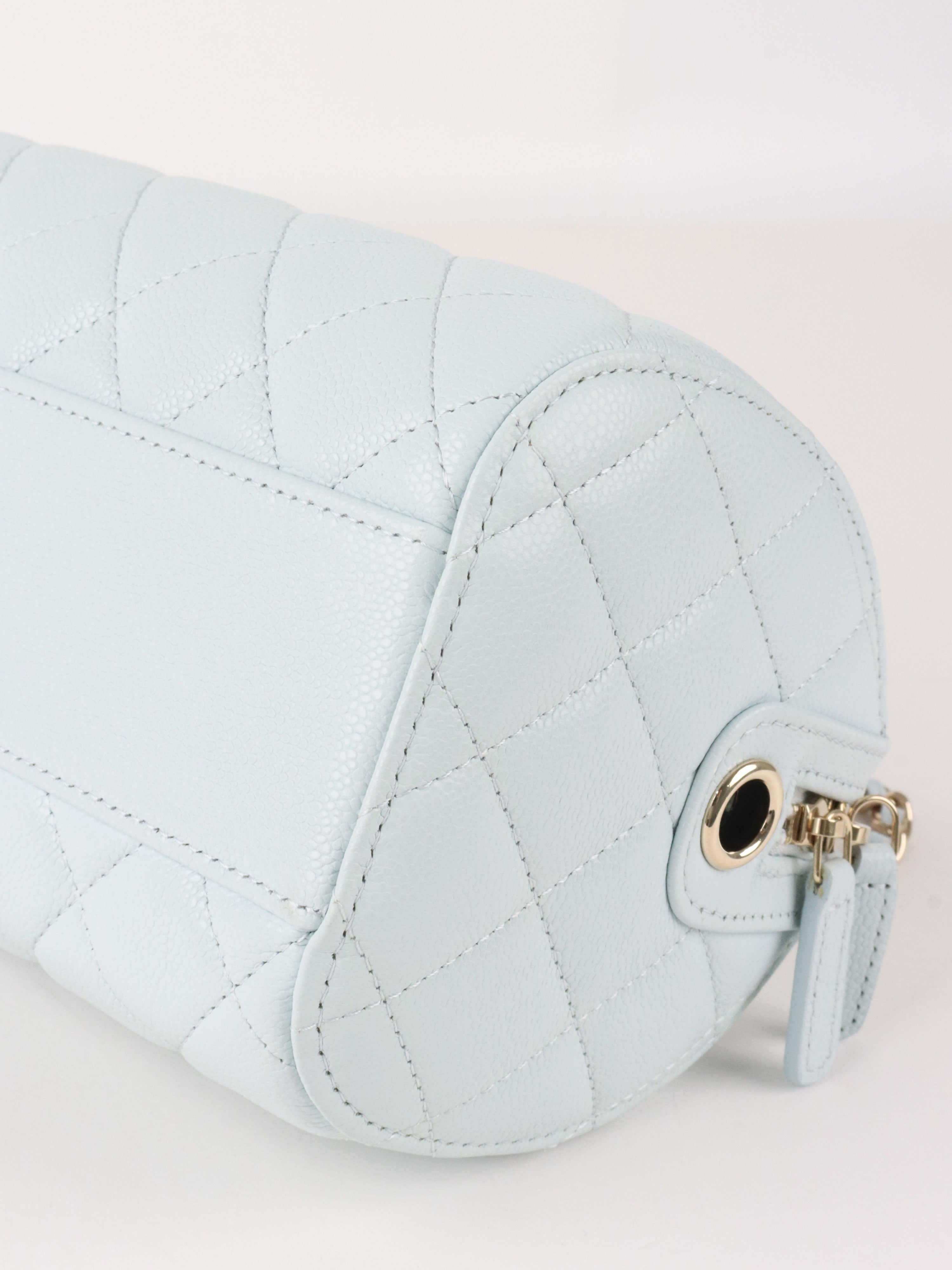 Chanel 25P Pastel Blue Mini Bowling Bag LGHW