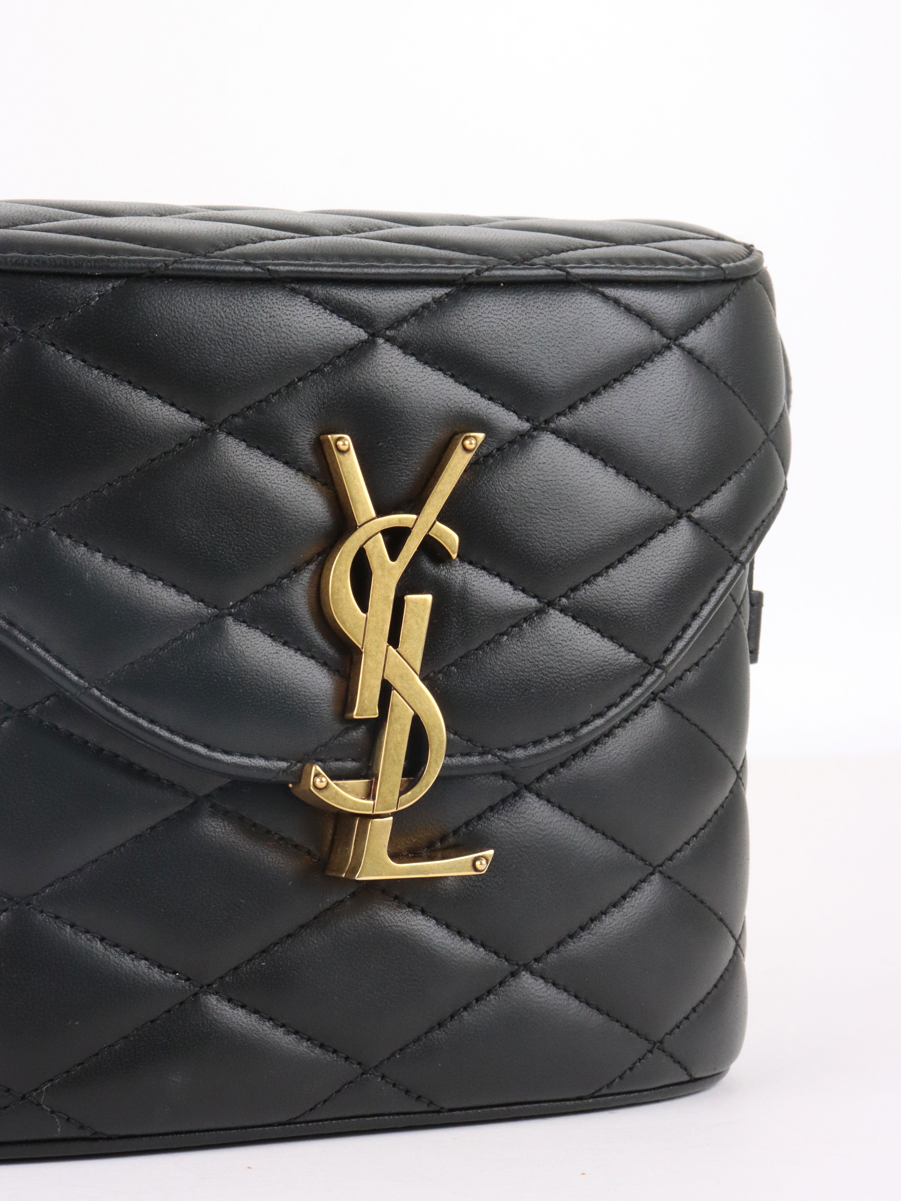 Saint Laurent  Black Quilted Lambskin June Box Shoulder Bag.