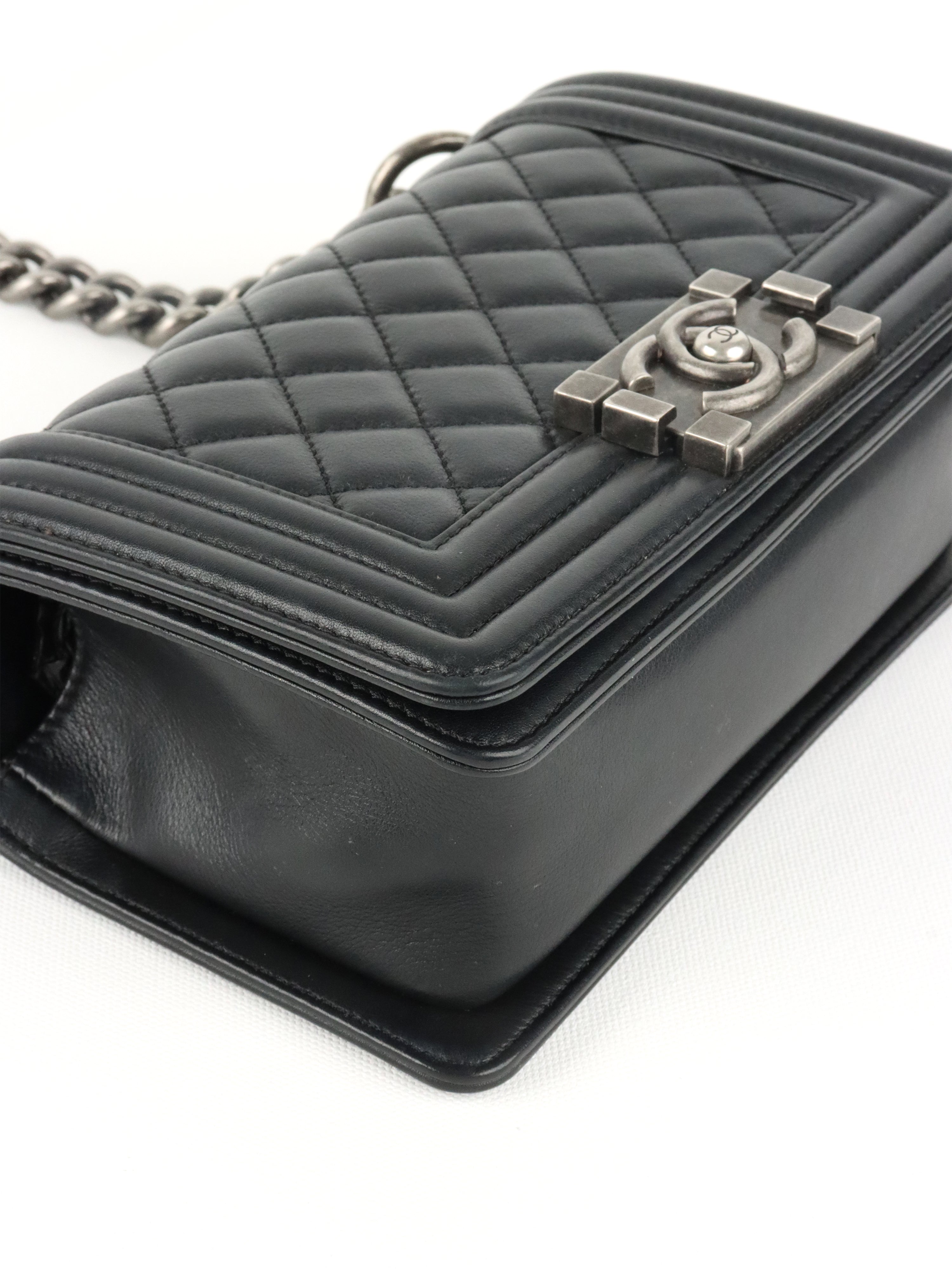 Chanel Black Caviar Boy Wallet On Chain GHW