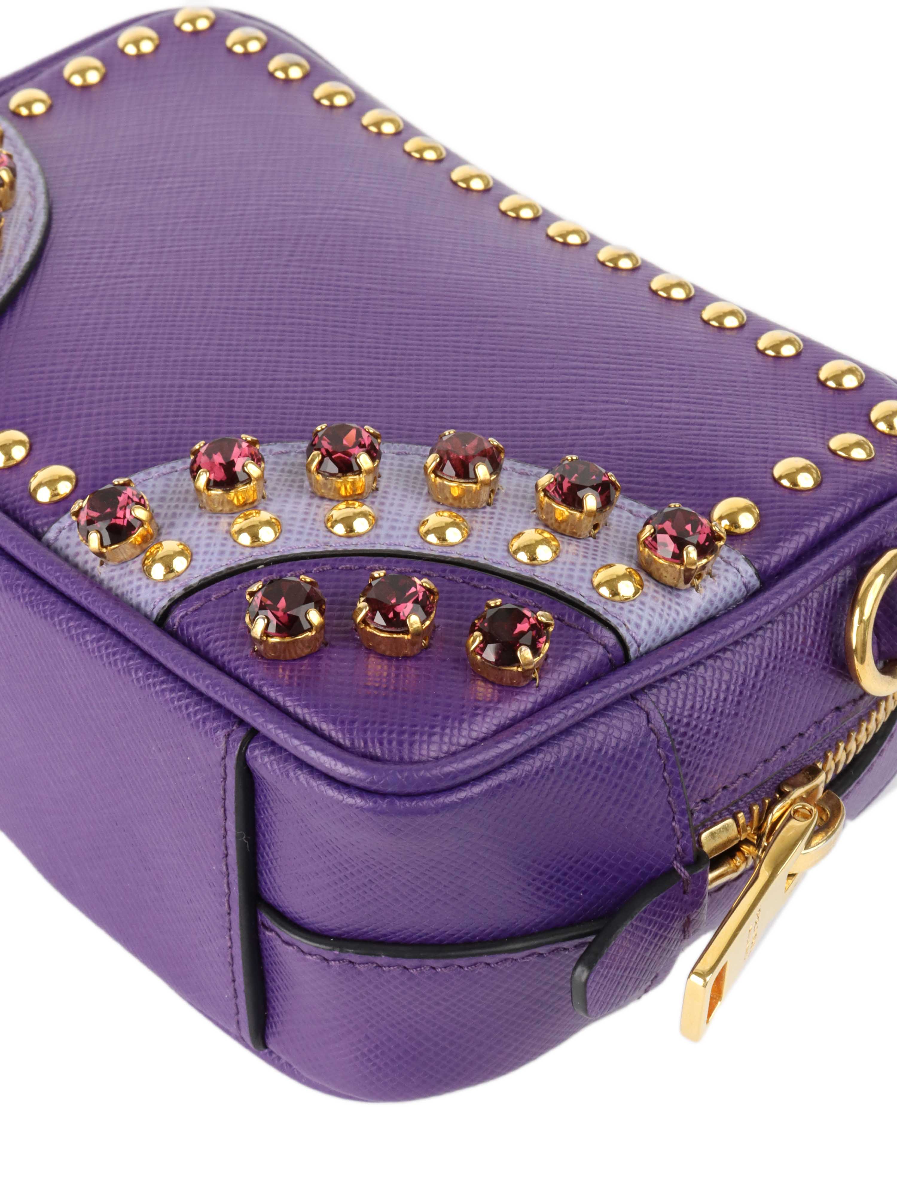 Prada Small Purple Saffiano Crossbody Bag.