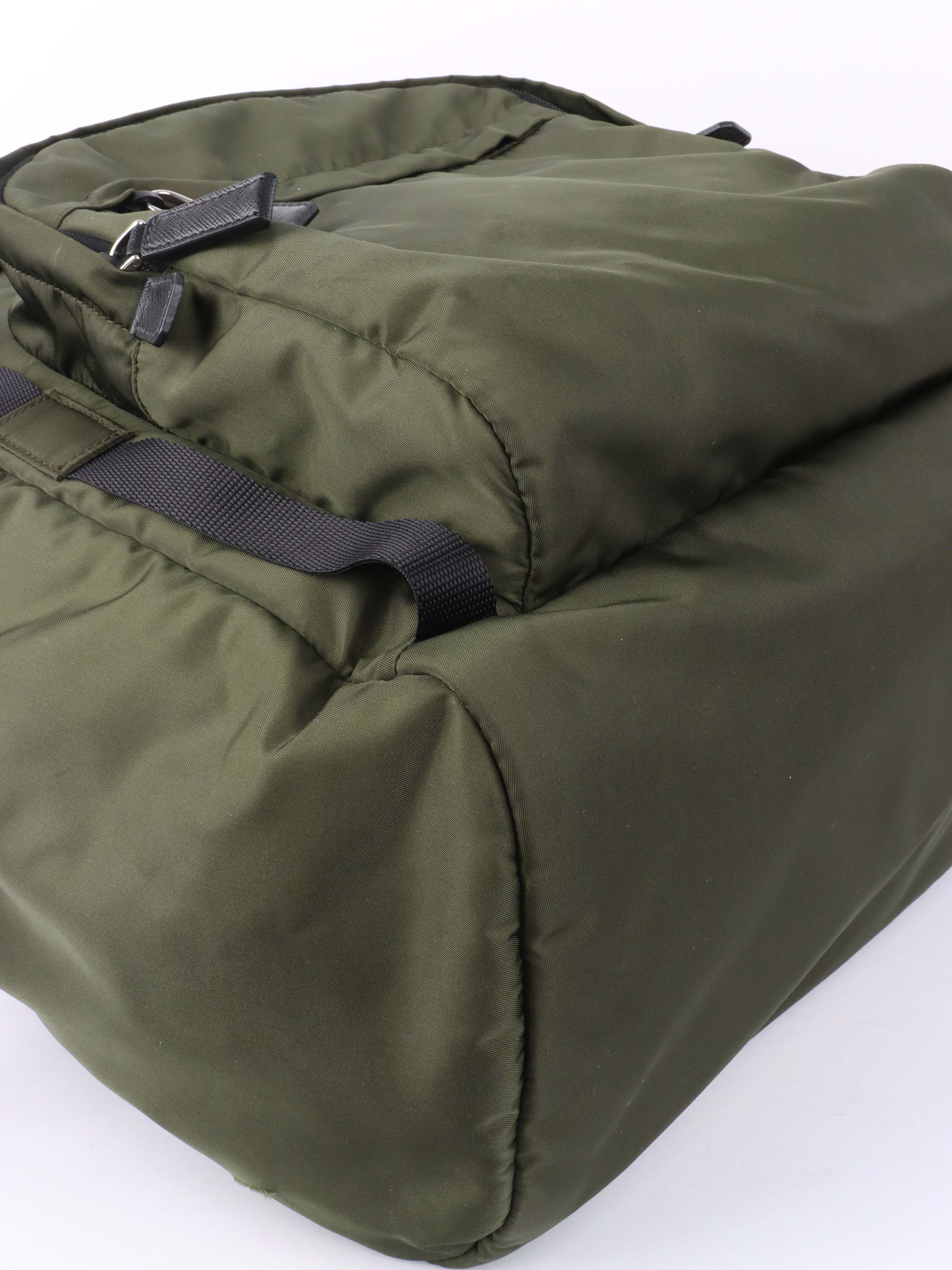 Prada Green Nylon Buckled Backpack.