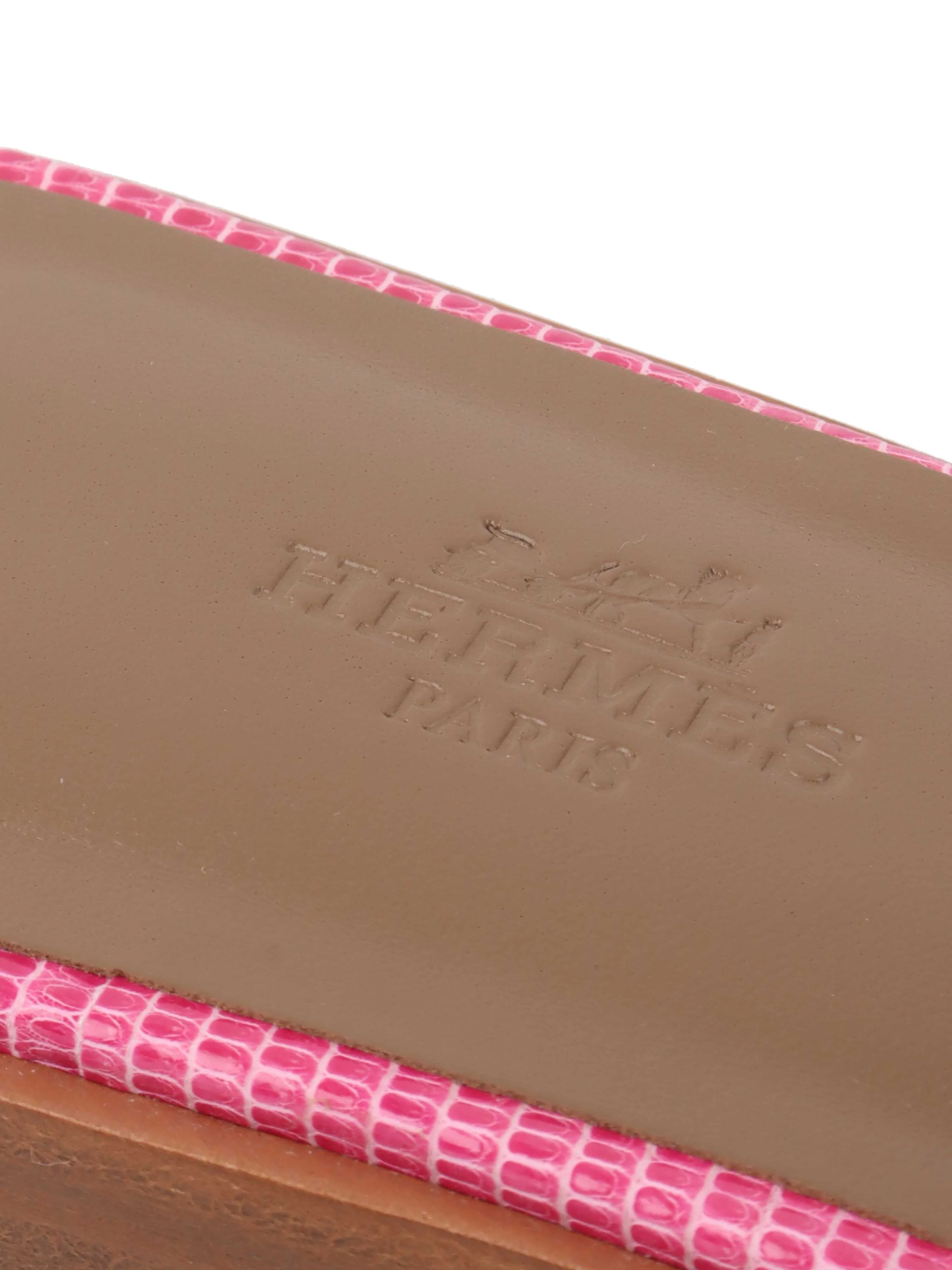 Hermes Sandales Oran Lizard Pink.