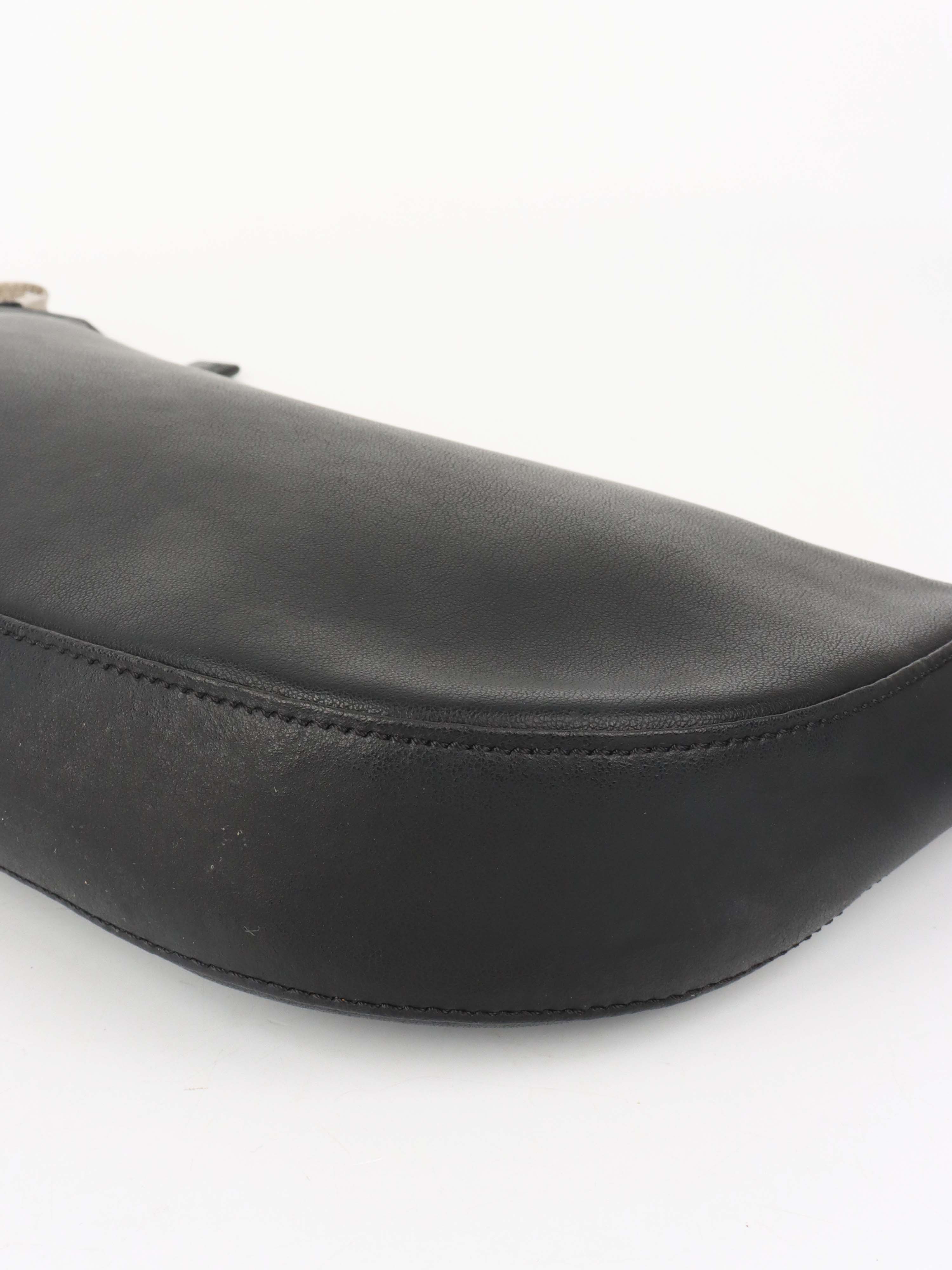 Versace Black Leather Shoulder Bag with Silver Chain.