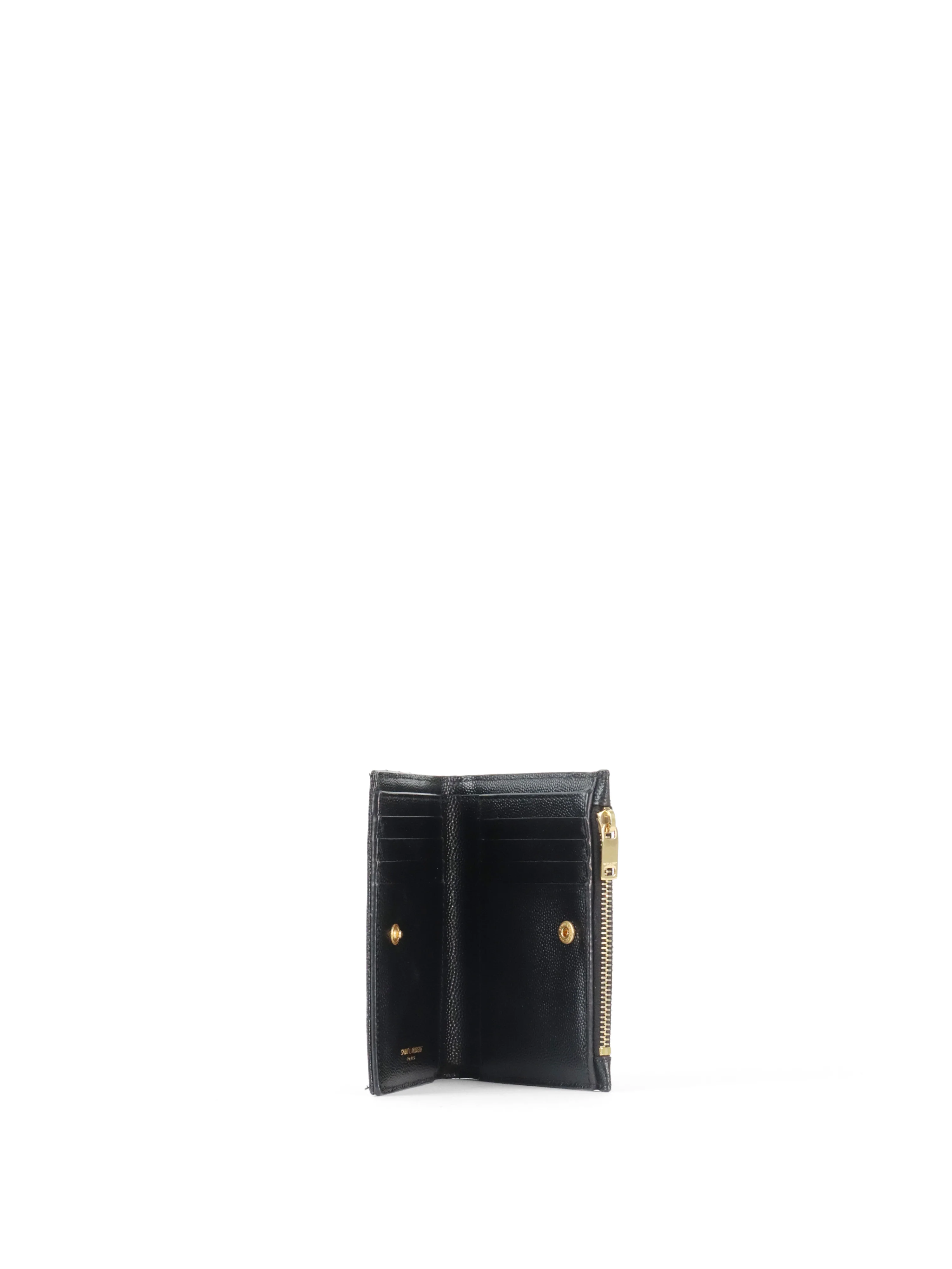Saint Laurent Black Zipped Leather Wallet