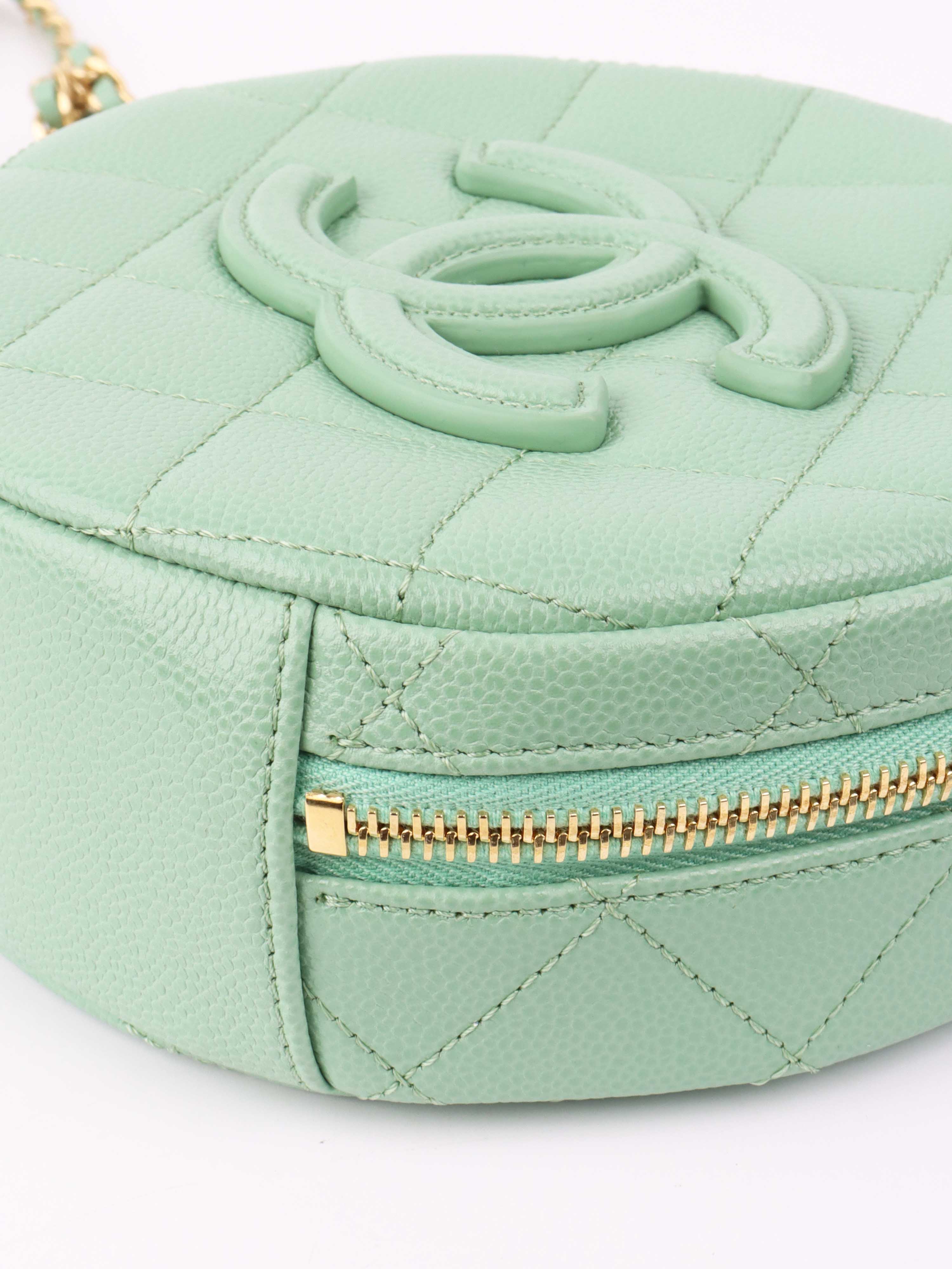 Chanel Green Round Vanity Bag.