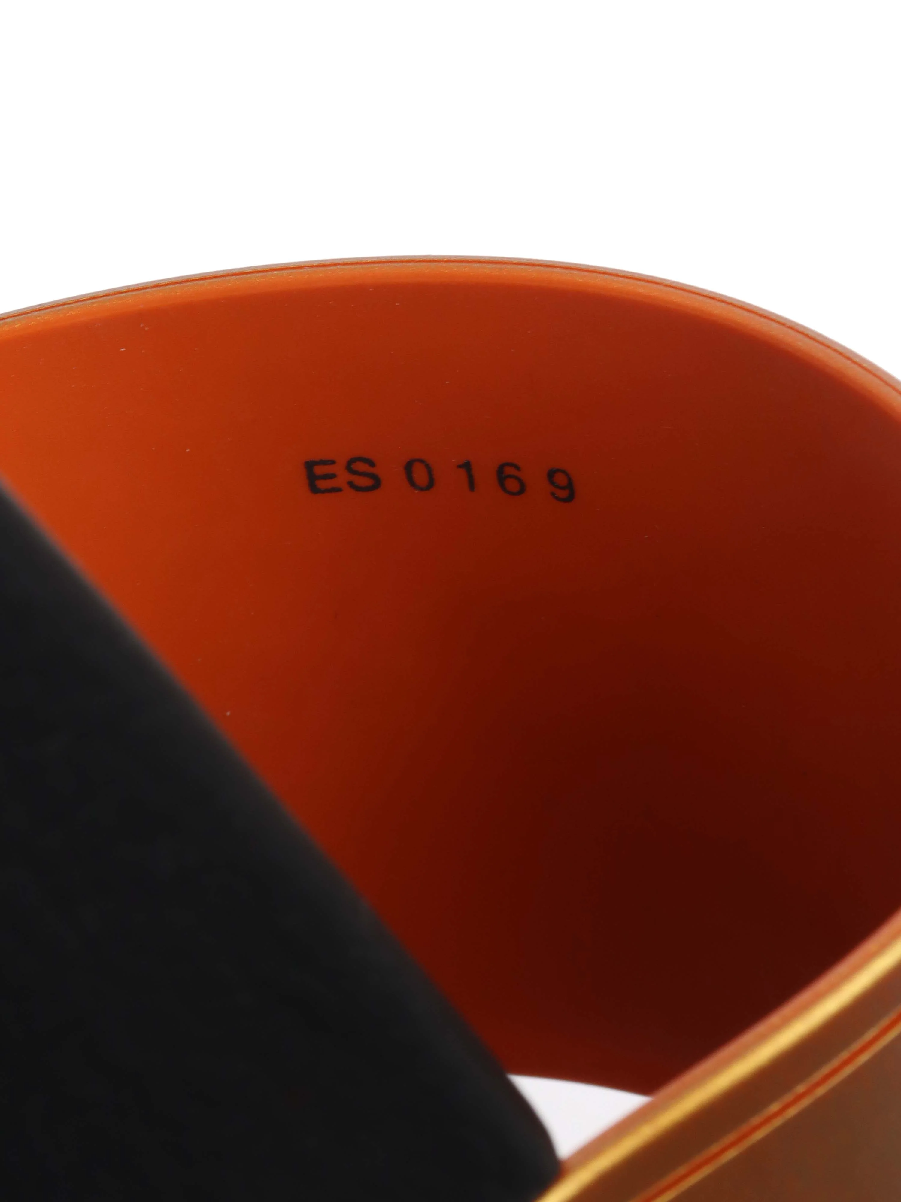 Givenchy Black/ Orange Iridescent Logo Slide Sandal.