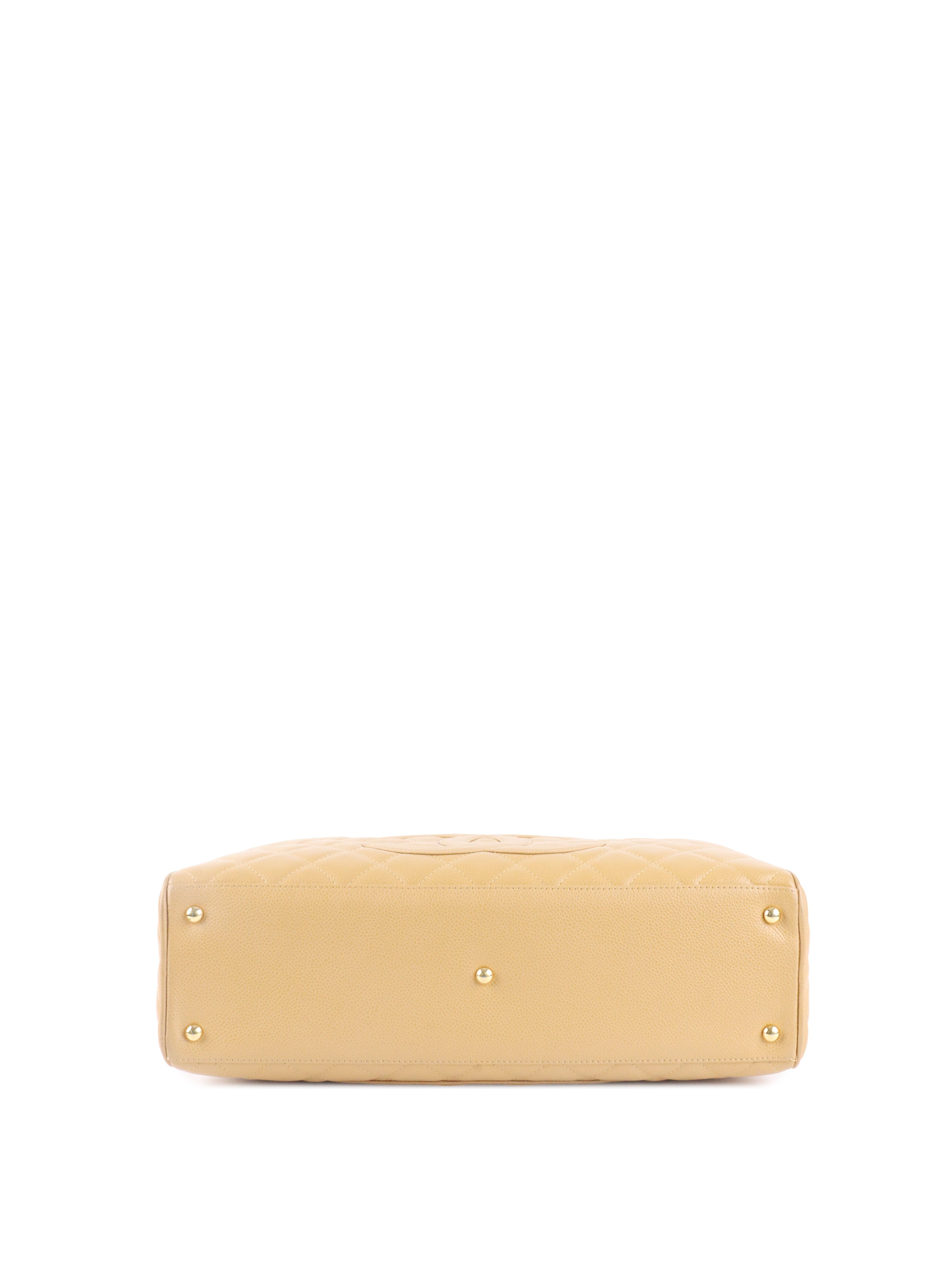 Chanel Beige Caviar Bowling Bag.