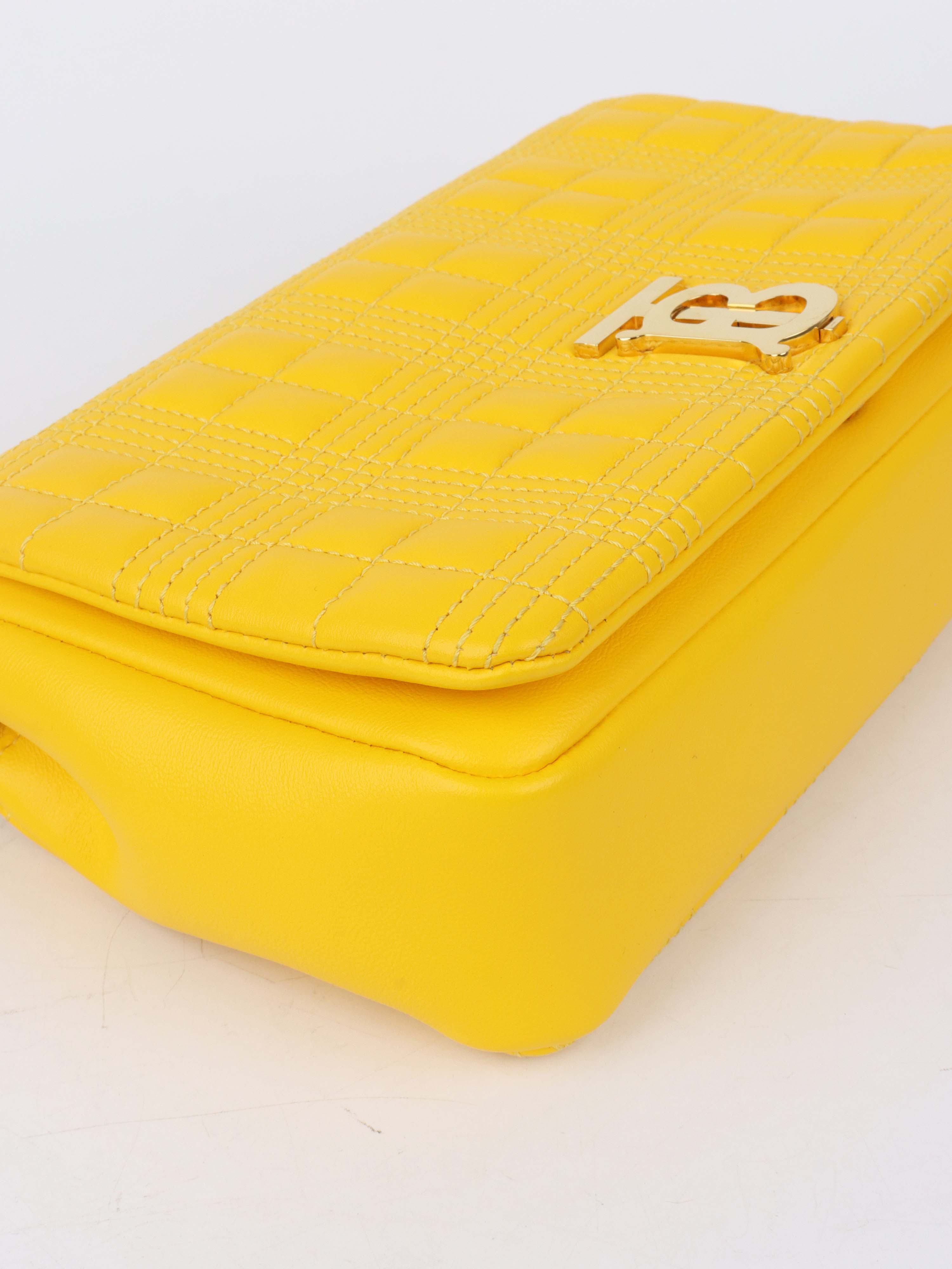 Burberry Yellow Quitled Leather Small Lola Bag.