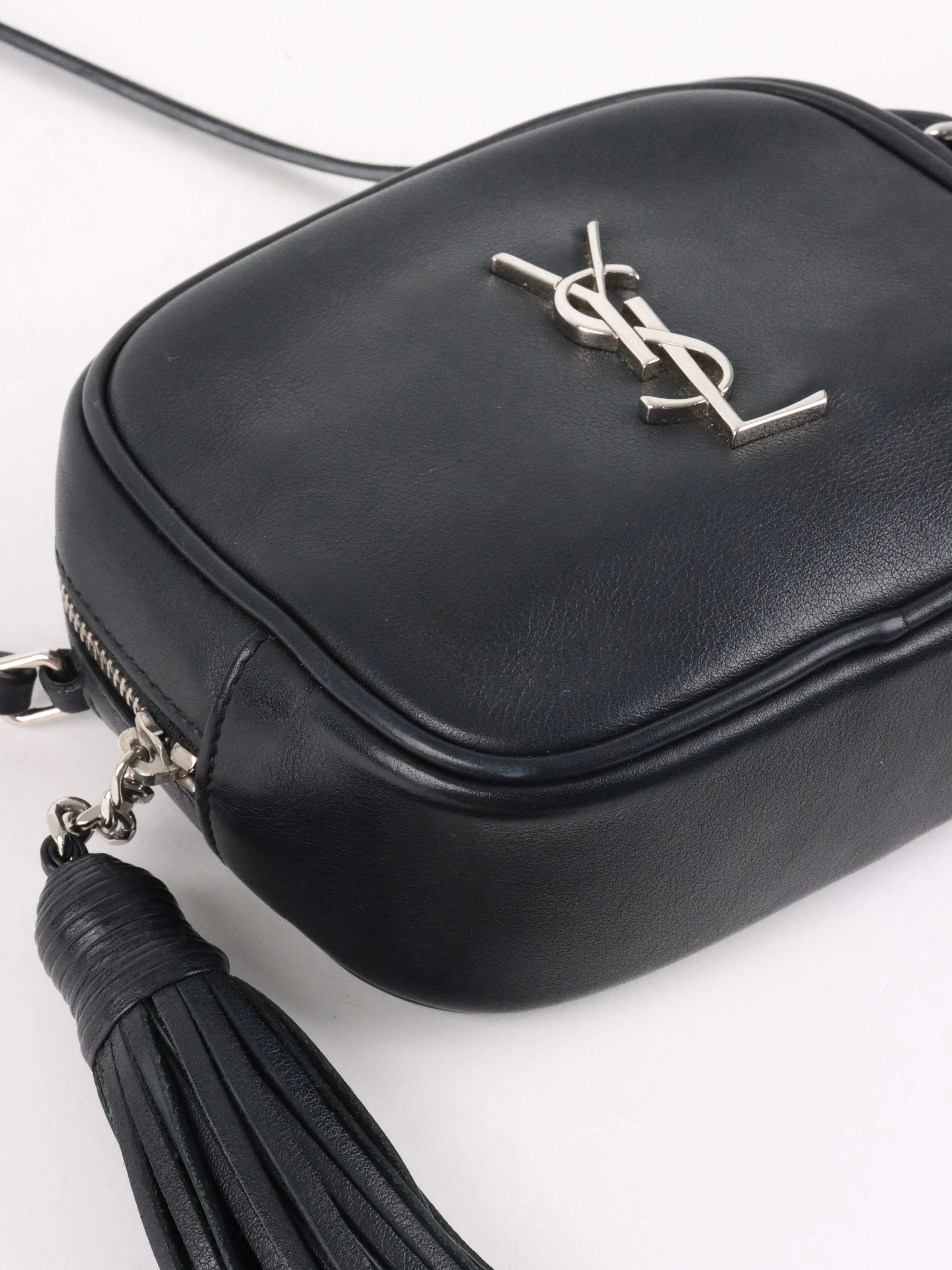 Saint Laurent Black Mini Blogger Tassel Crossbody Bag