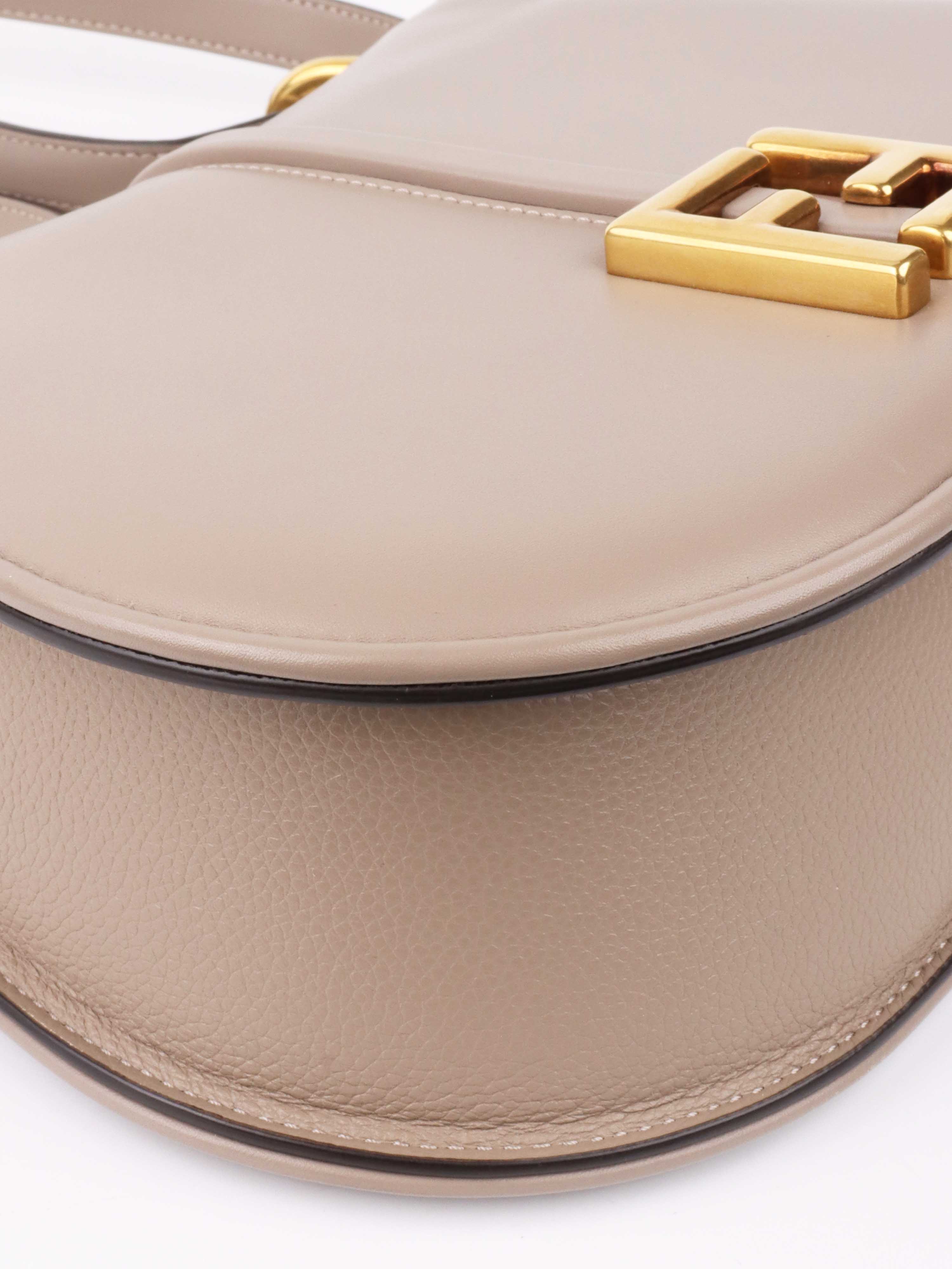 Fendi Taupe Cmon Medium Shoulder Bag.