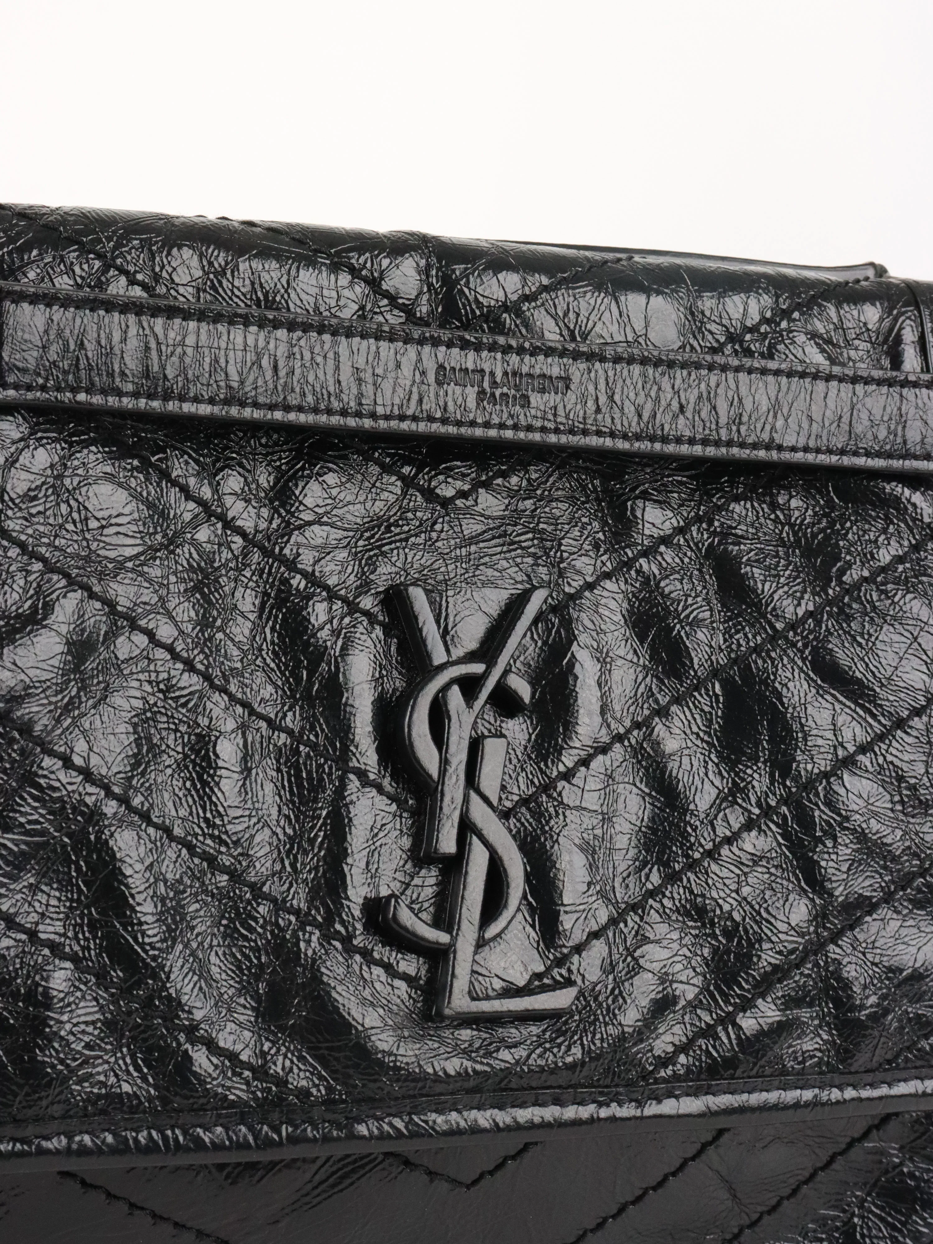 Saint Laurent Black Vintage Leather Medium Niki Bag
