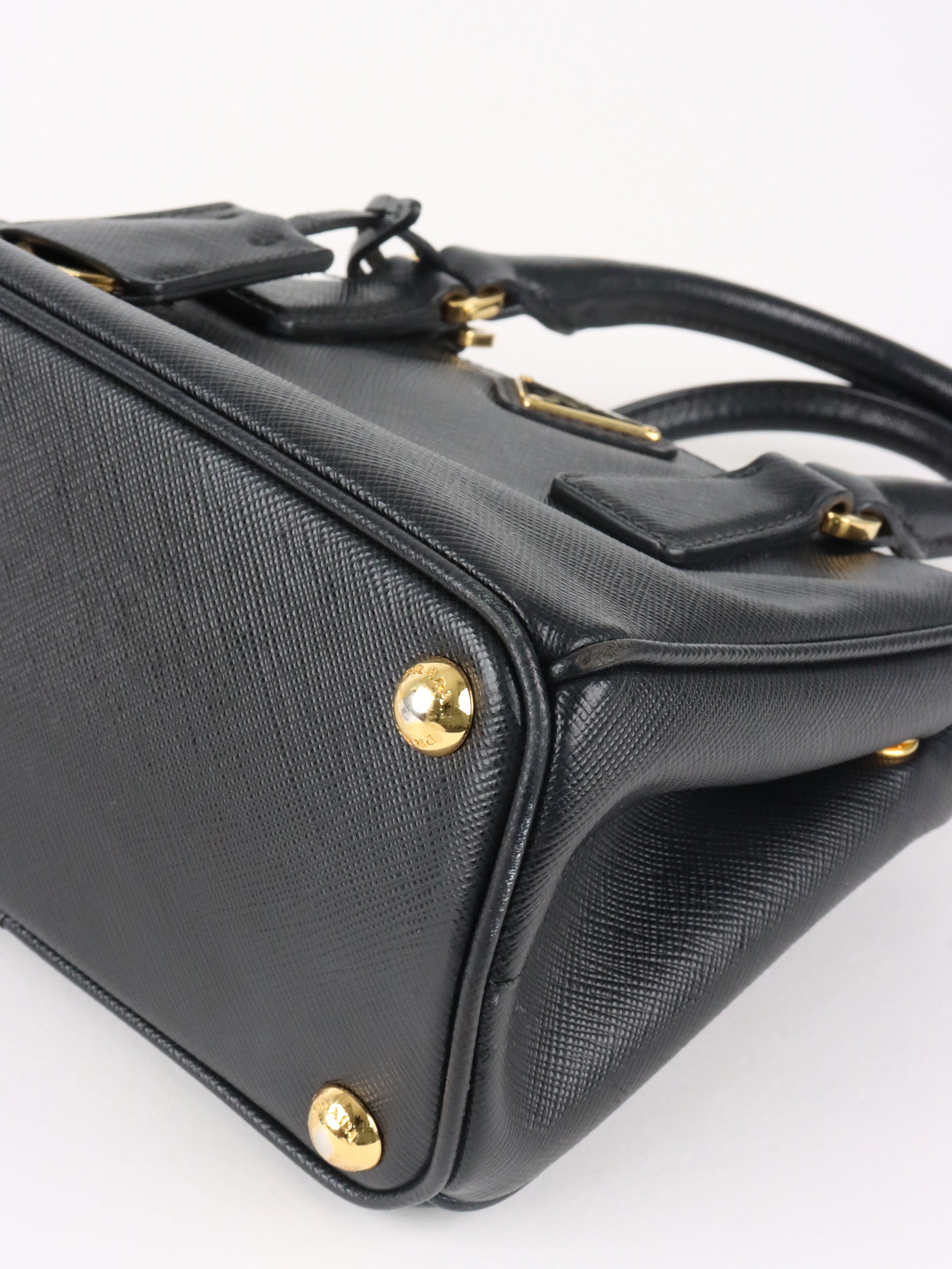 Prada Black Mini Galleria Patent Saffiano Bag