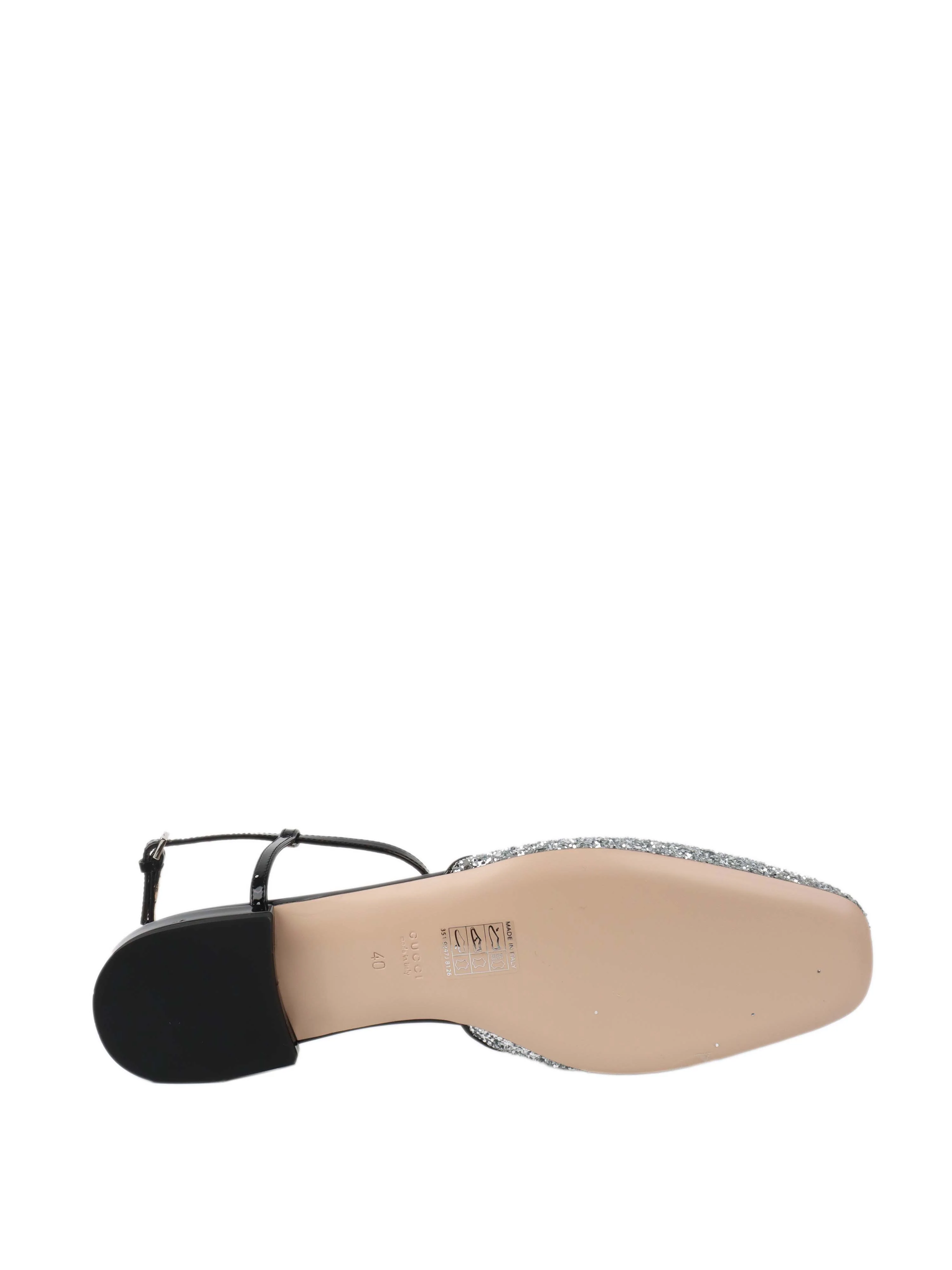 Gucci Silver Glitter Double G Ballet Flats.