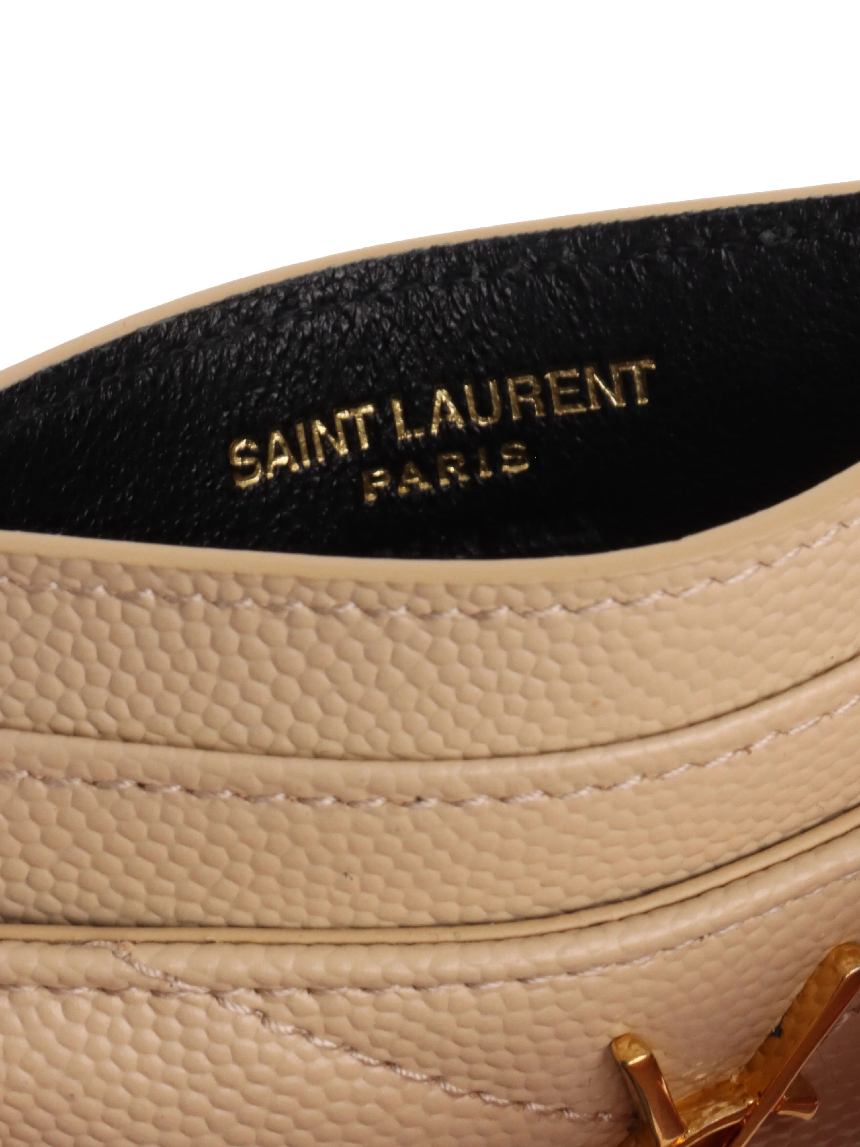 Saint Laurent Light Beige Cassandre Matelasse Card Holder