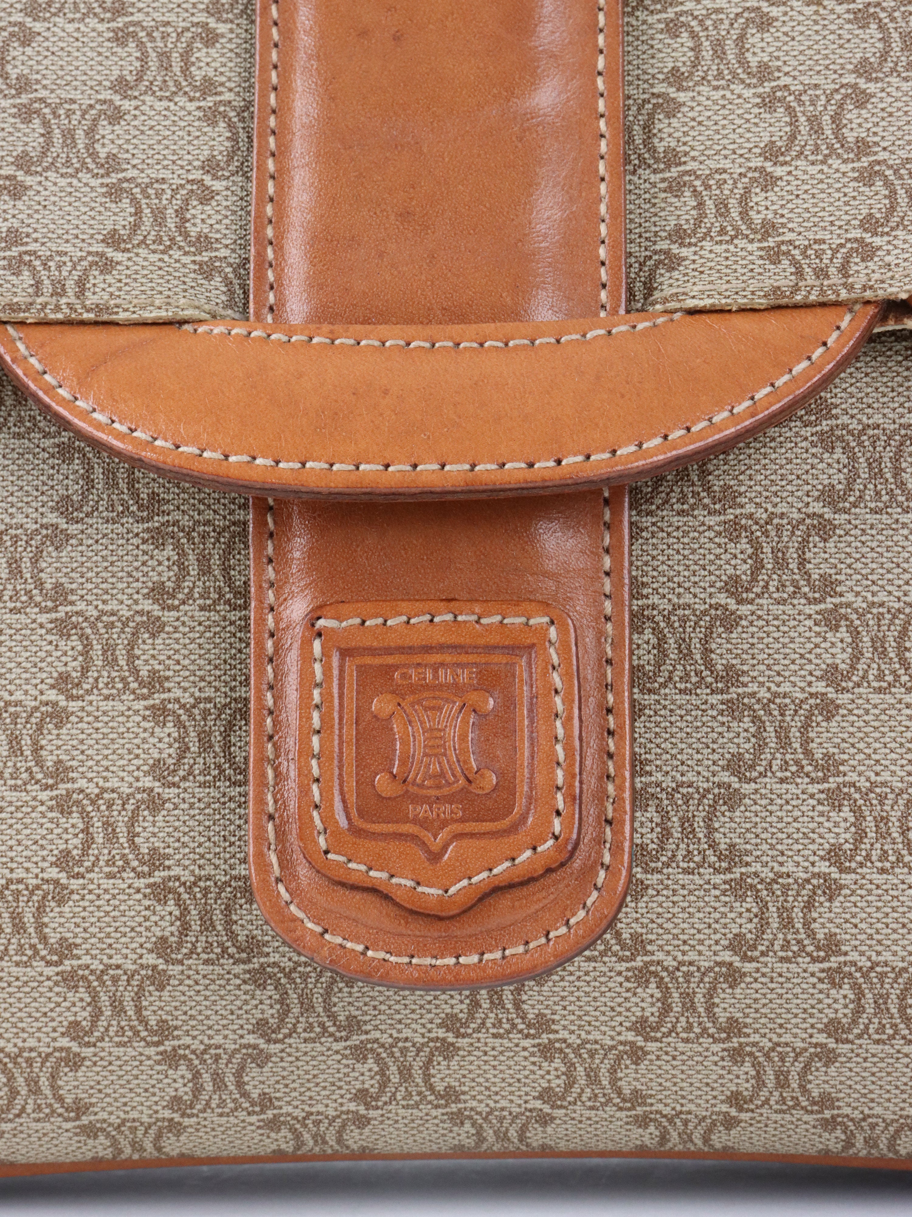 Celine Vintage Macadam Pattern Coated Canvas Clutch Bag