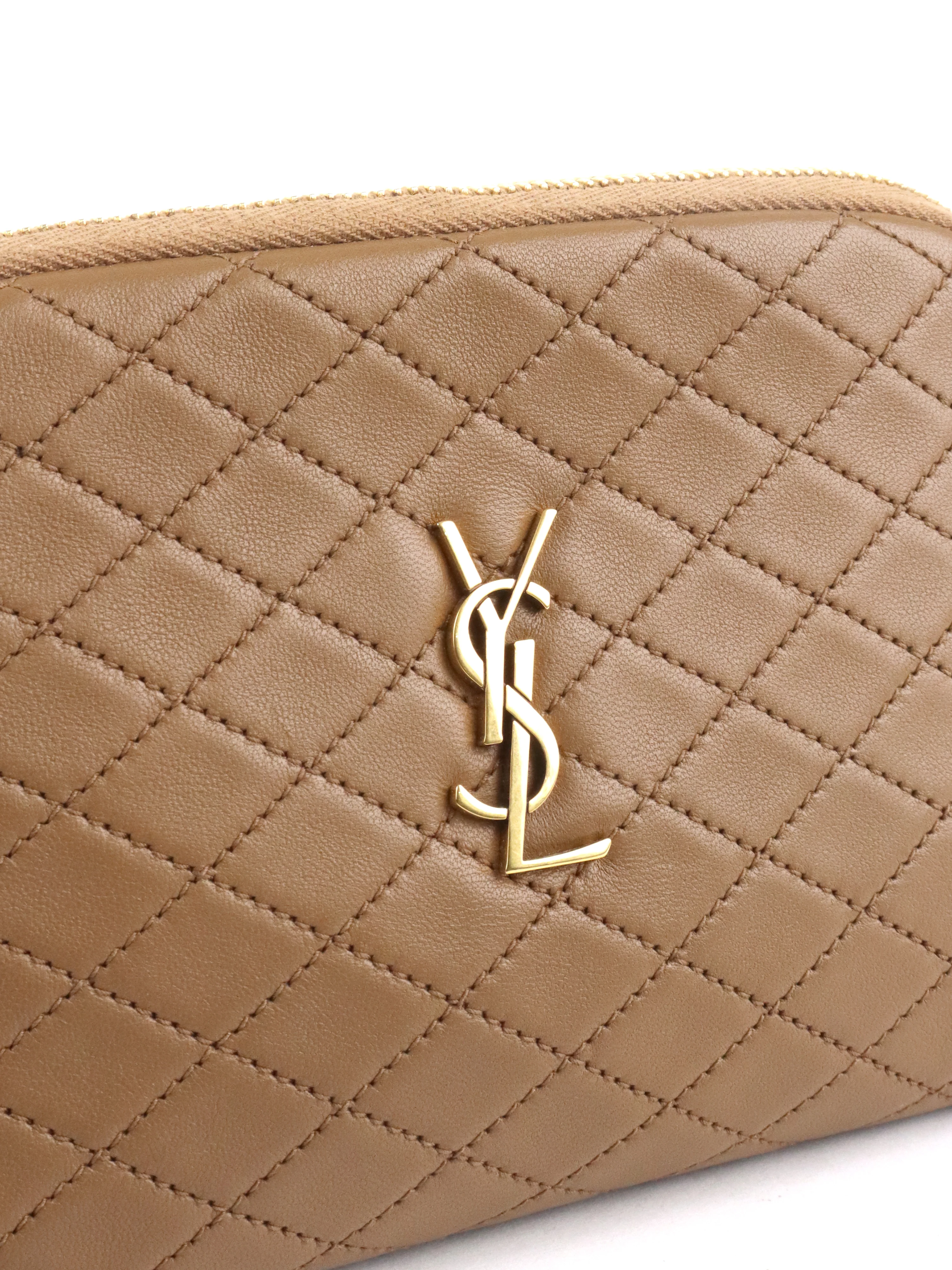 Saint Laurent Brown Gaby Quilted Chain Pouch