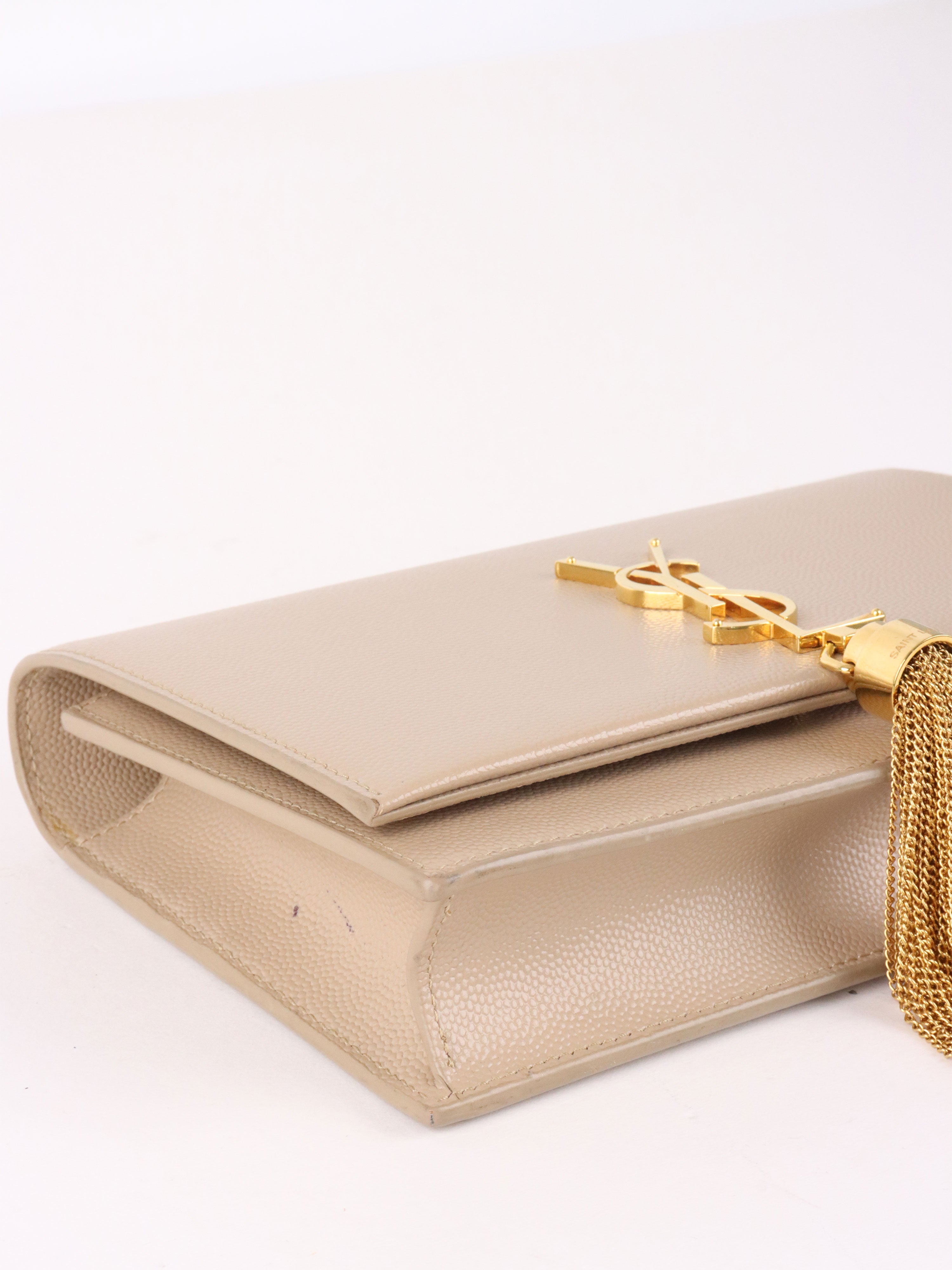 Saint Laurent Small Beige Kate Bag with Tassel