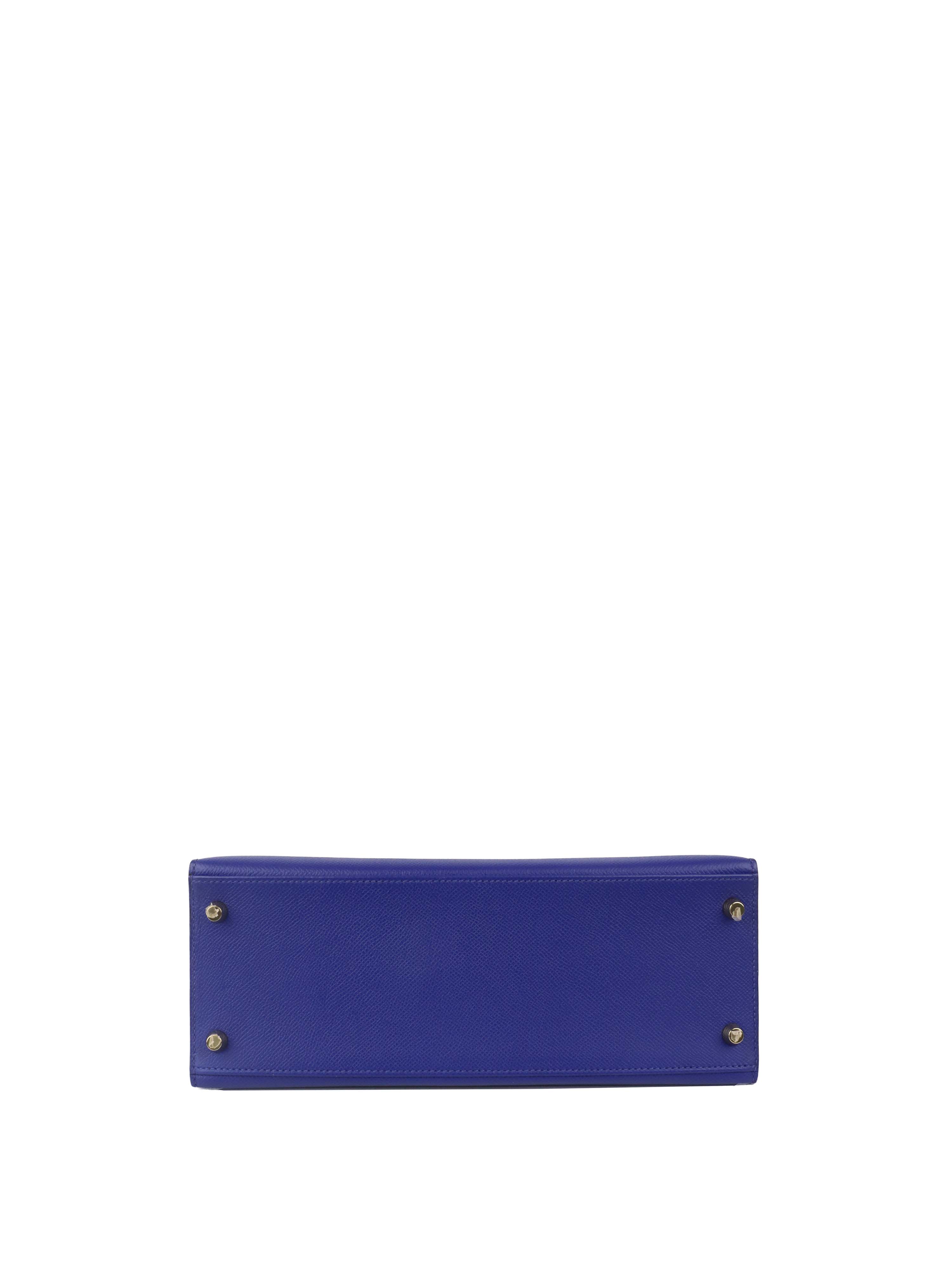 Hermes Kelly 28 Epsom in Blue Electric Stamp A GHW.