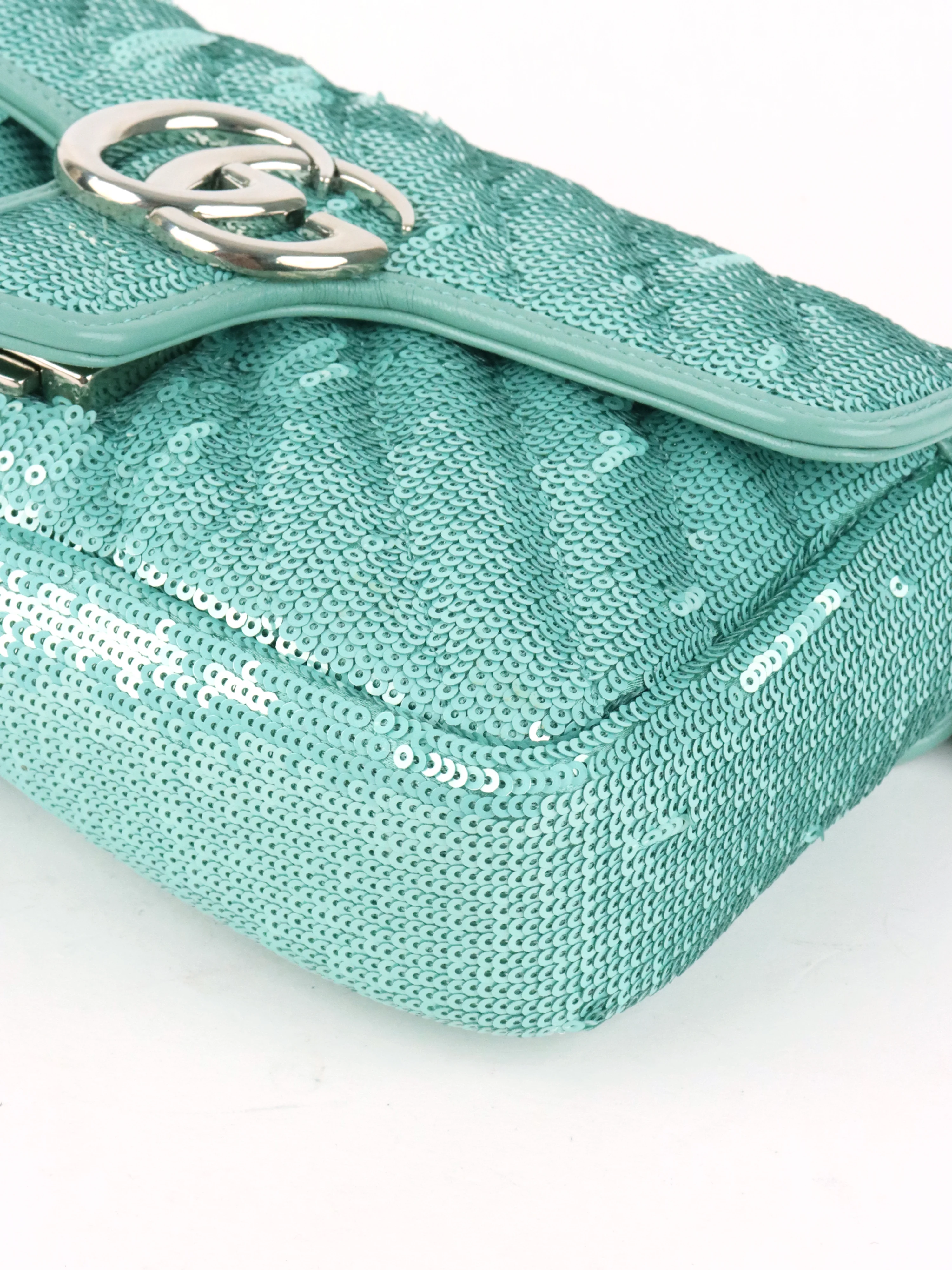 Gucci Mini Marmont Mint Green Sequin Shoulder Bag