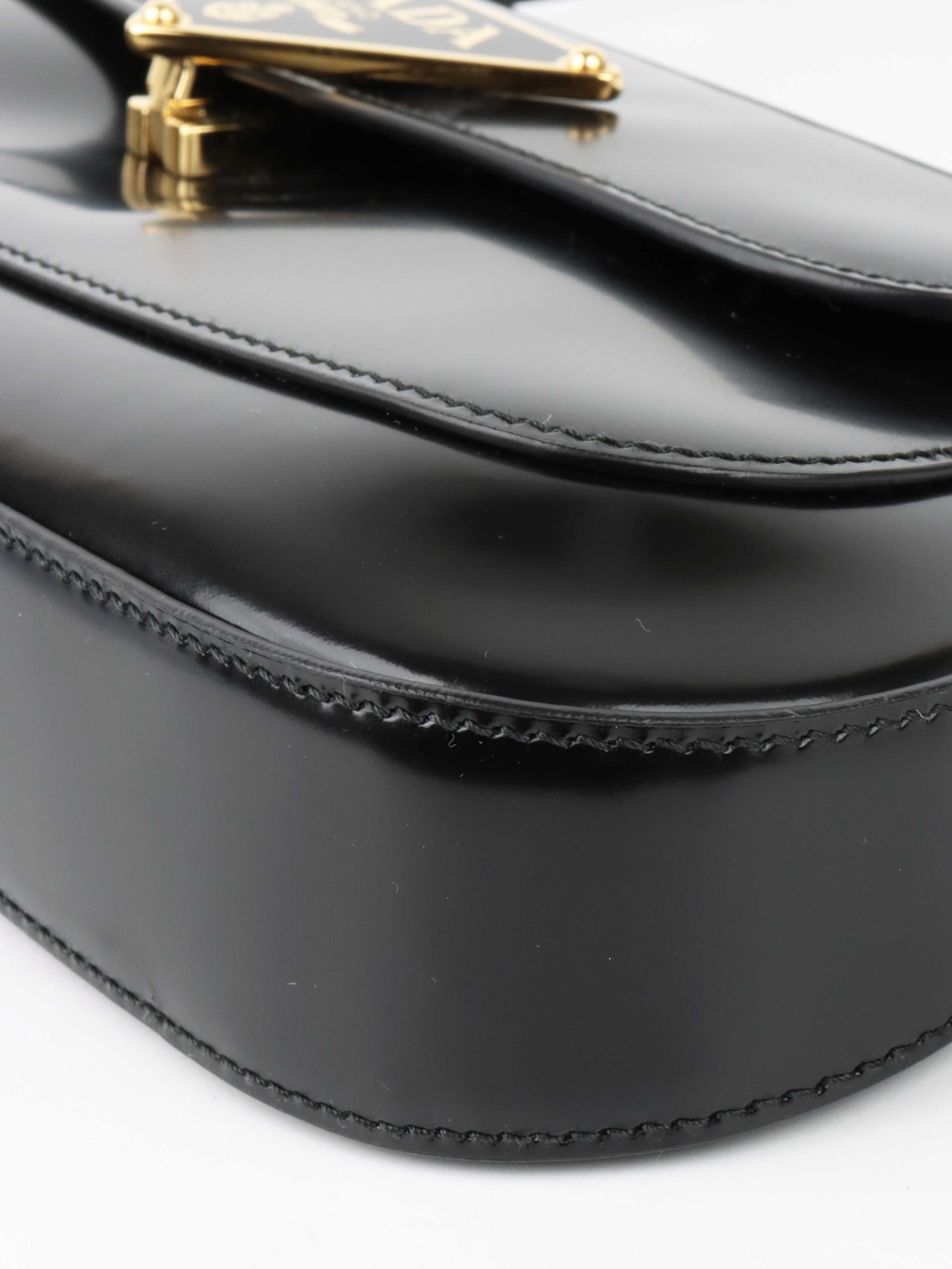 Prada Black Leather Shoulder Bag.