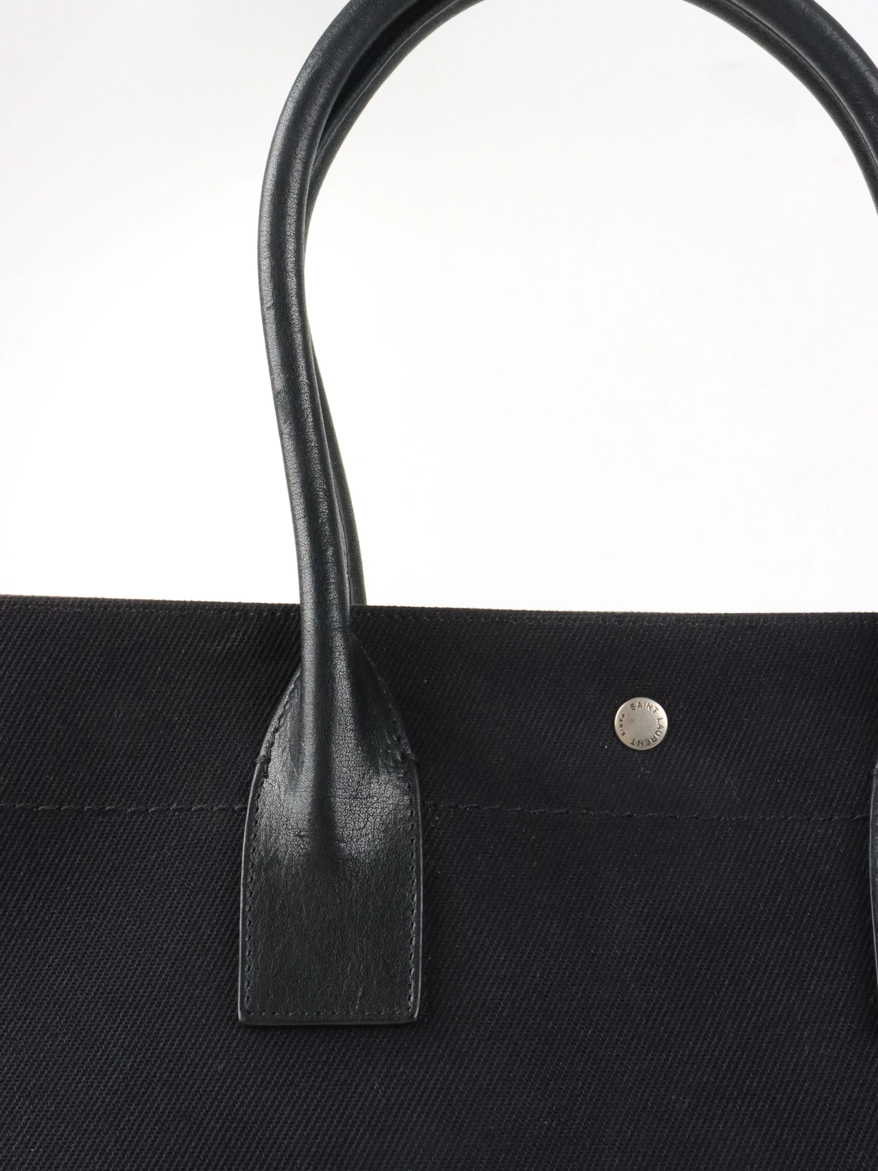Saint Laurent Black Canvas Rive Gauche Large Tote Bag