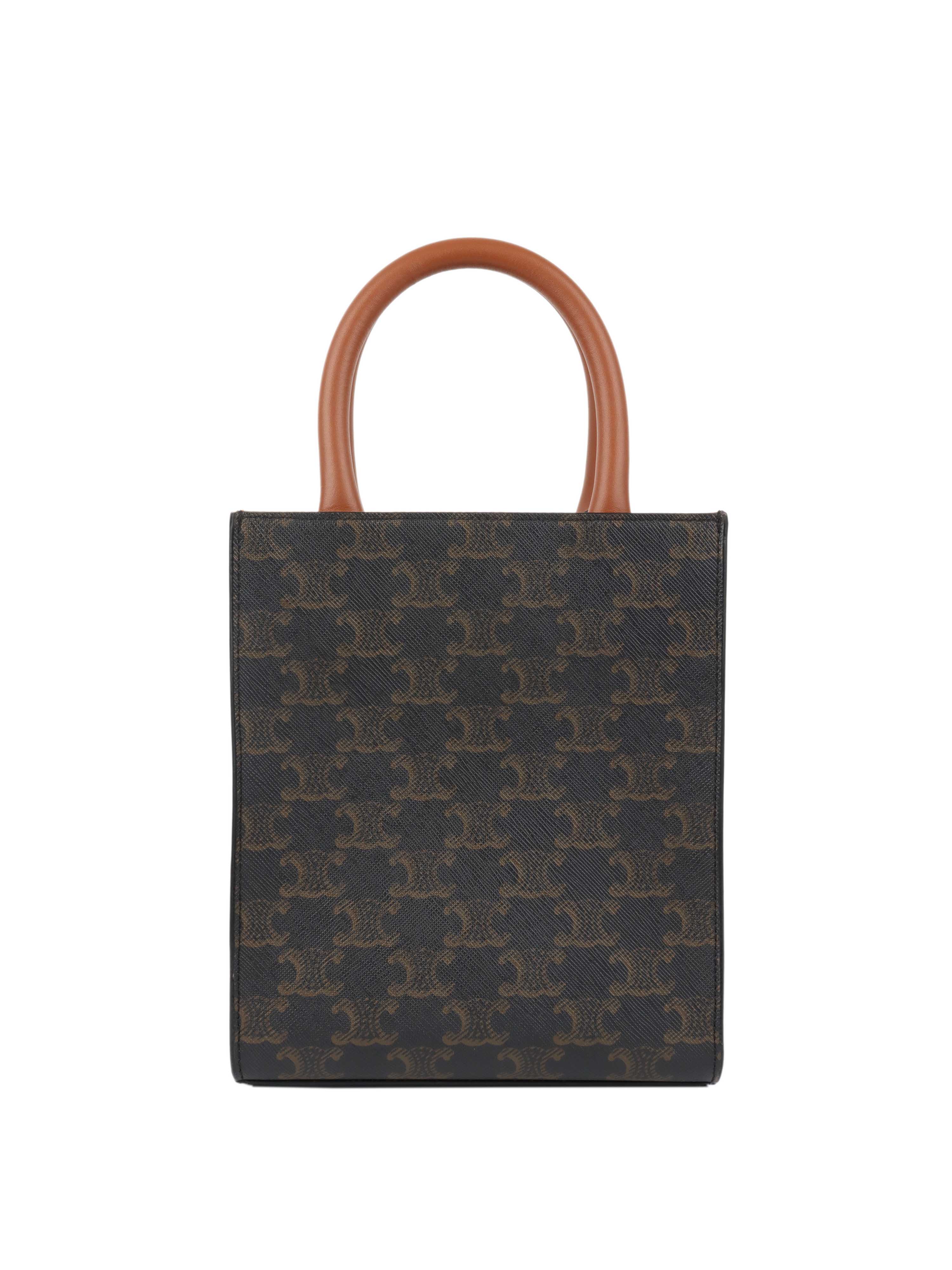 Celine Mini Vertical Cabas in Triomphe Canvas with Celine Print.