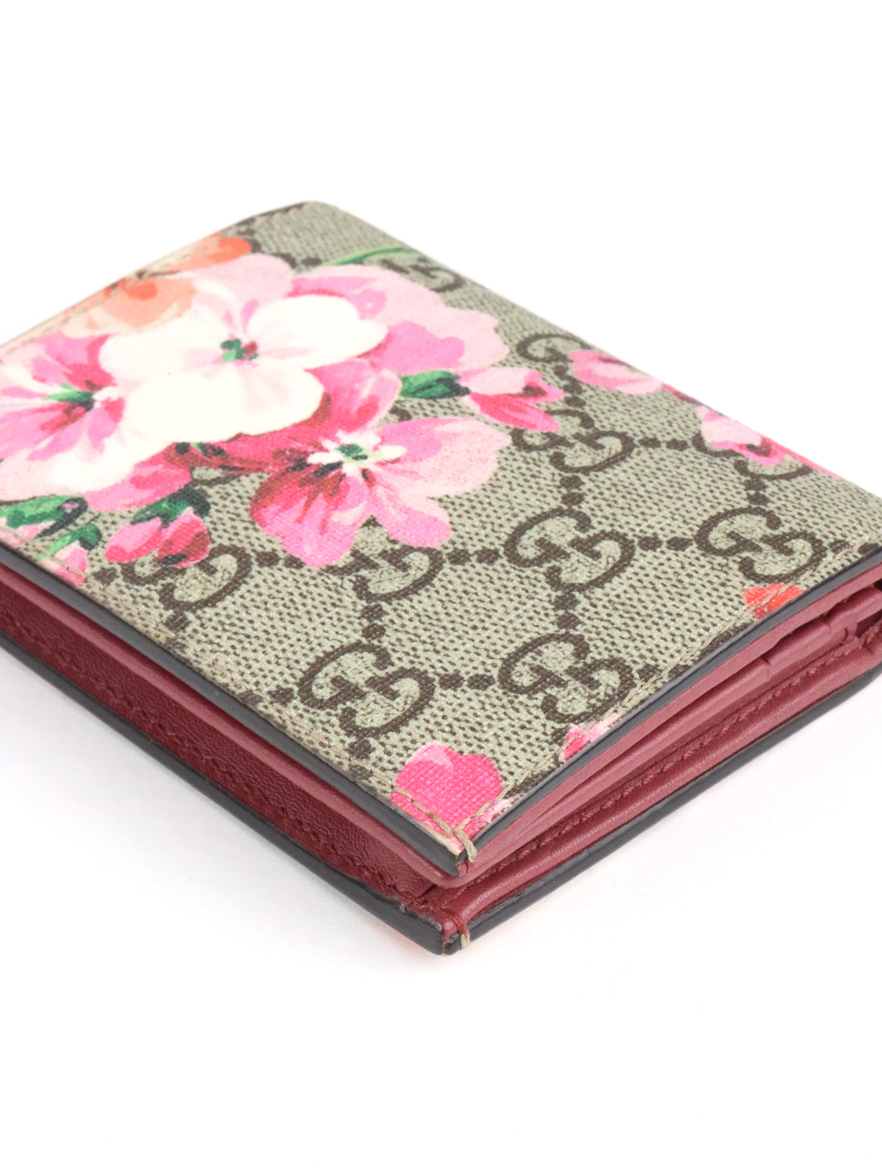 Gucci Ebony  Pink Bloom Supreme Fold Wallet