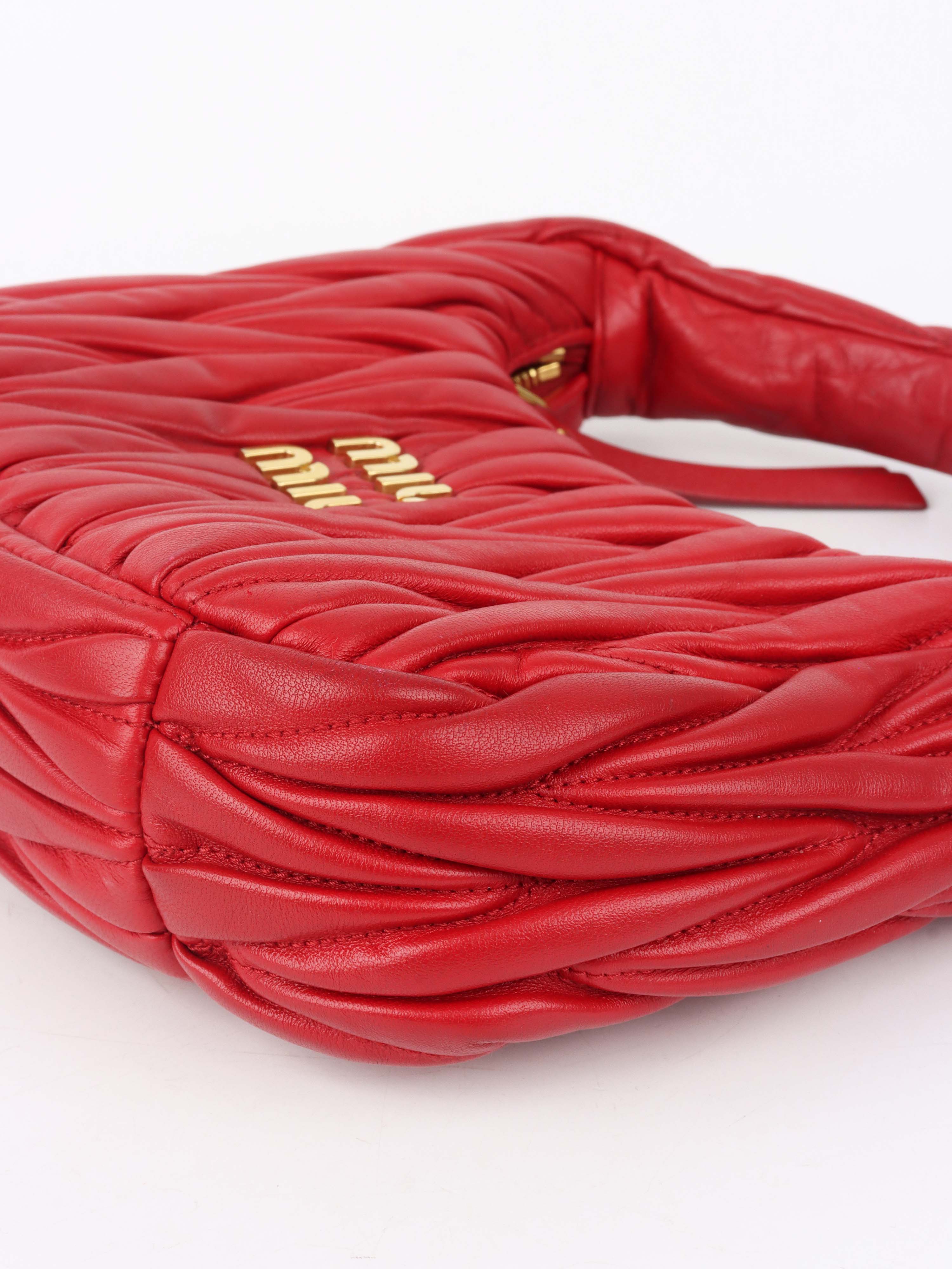 Miu Miu Small Red Wander Matelassé Bag.