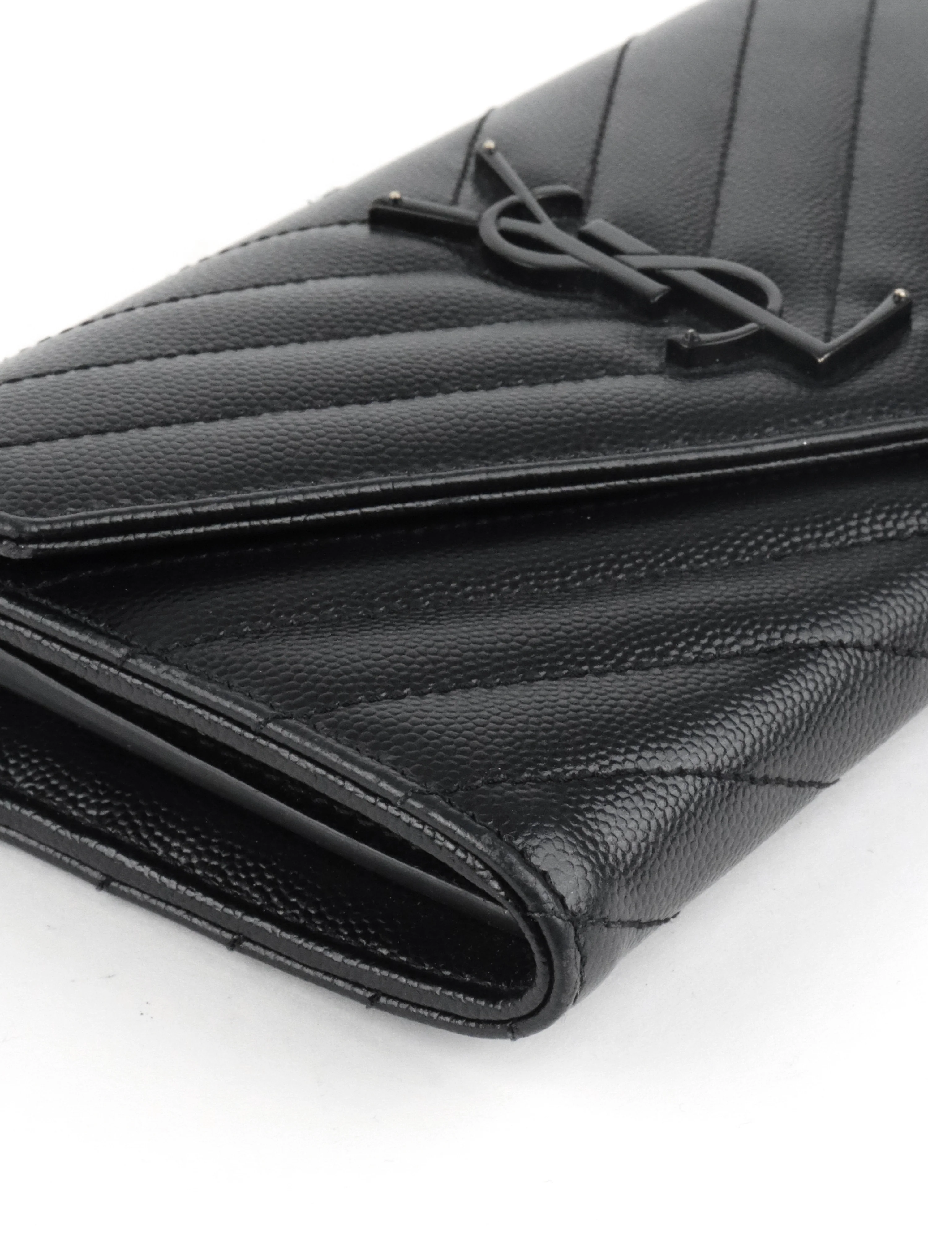 Saint Laurent Black Cassandre Matelasse Large Flap Wallet