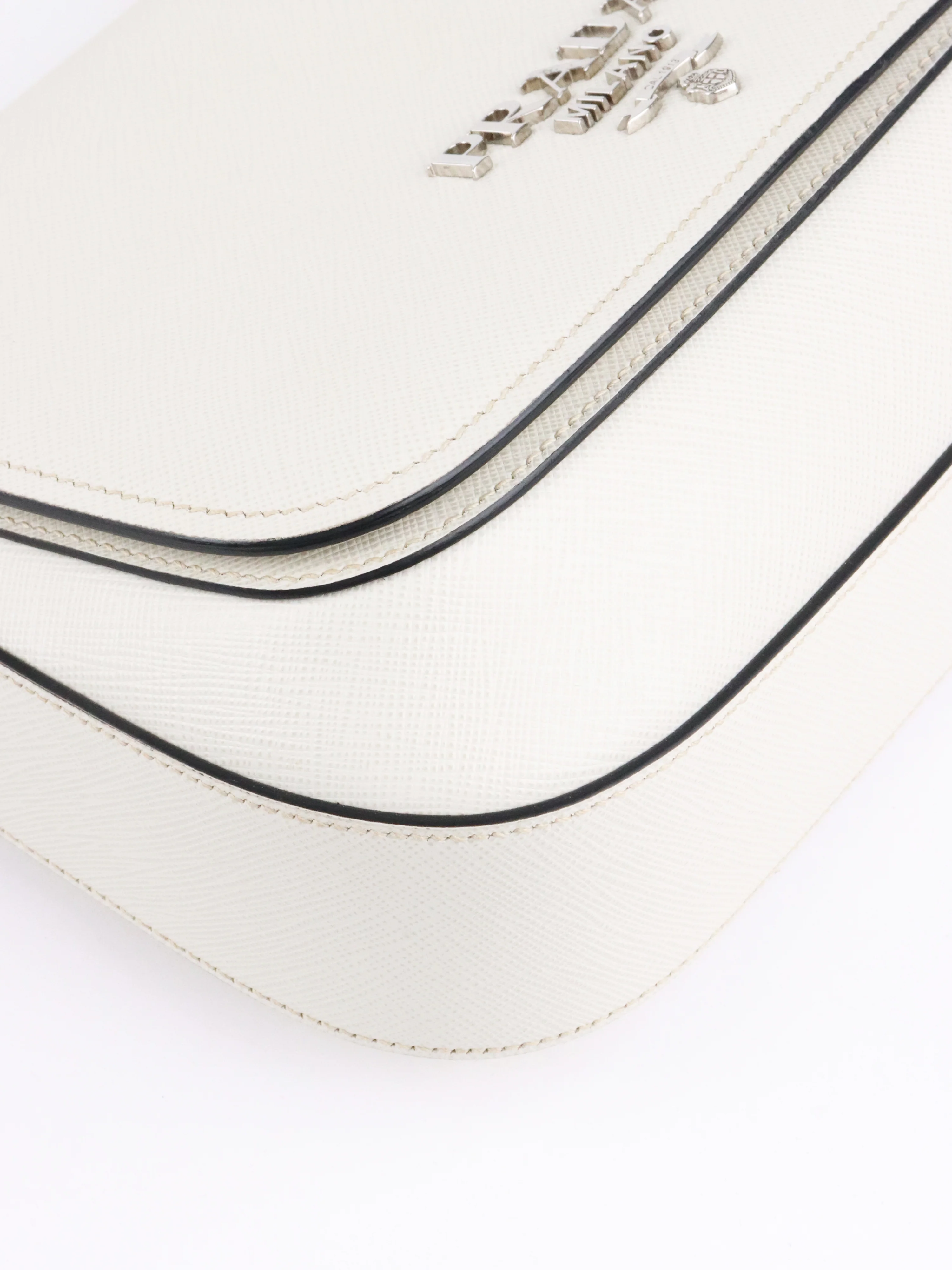 Prada White Saffiano Crossbody Bag