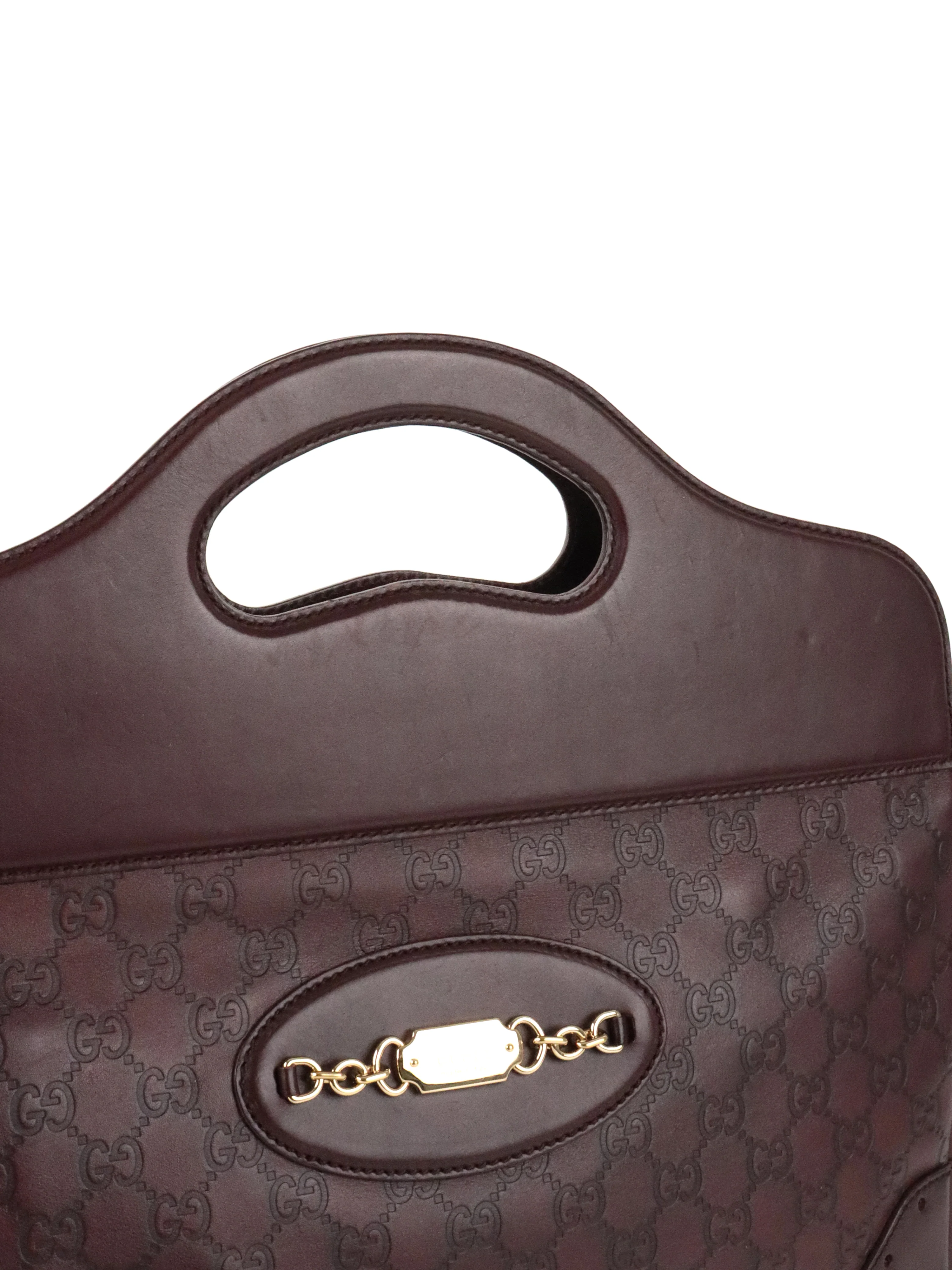 Gucci Vintage Medium Burgundy Guccissima Punch Top Handle Tote