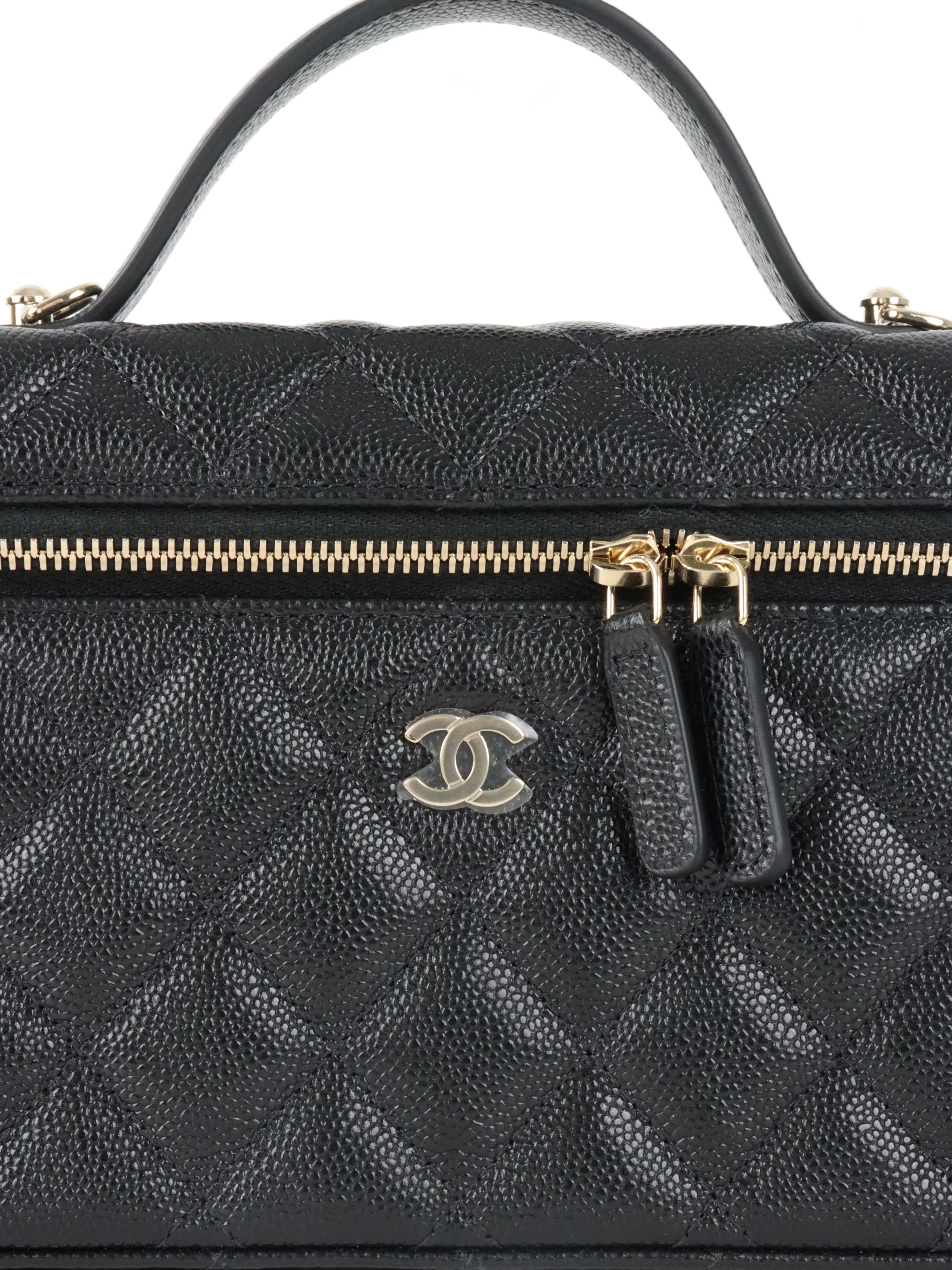 Chanel Black Caviar Classic Vanity With Chain