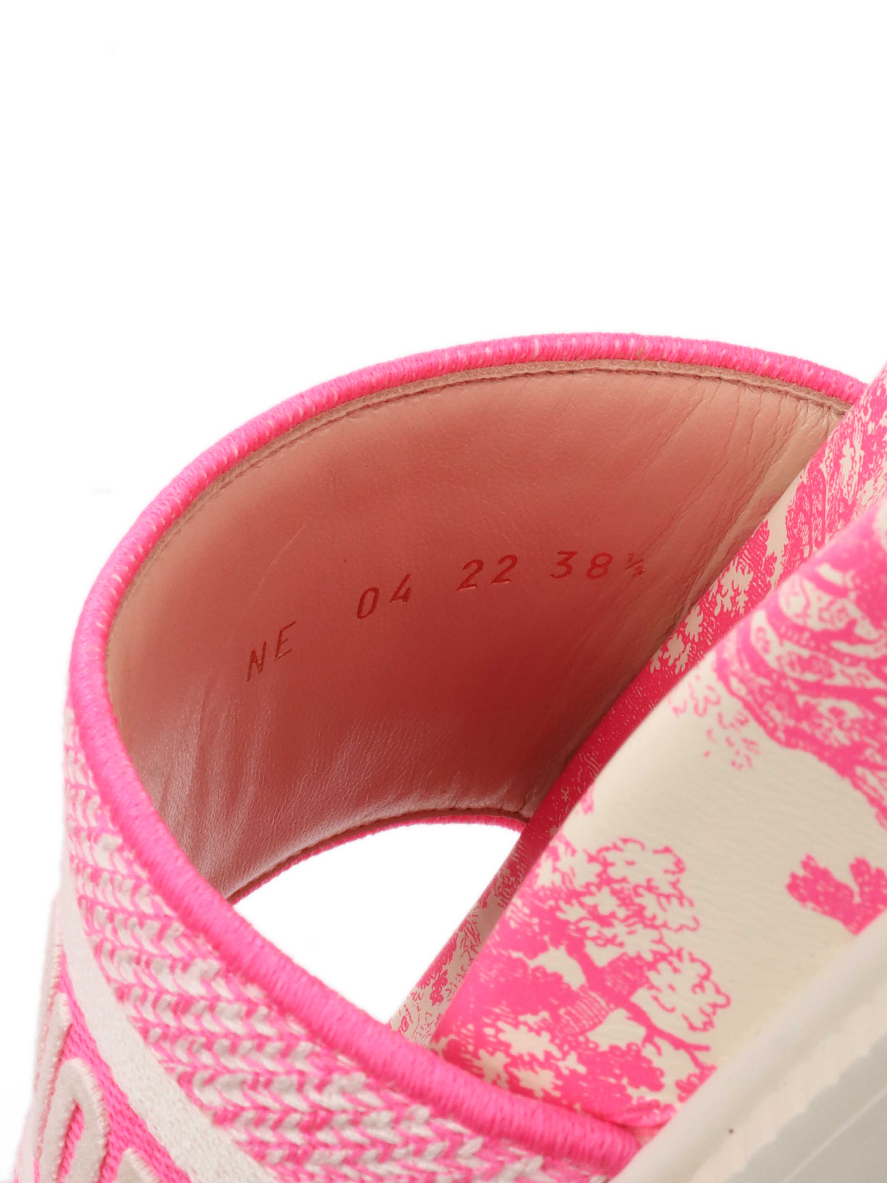 Dior Dway Rubber Slides in White  Fluro Pink.