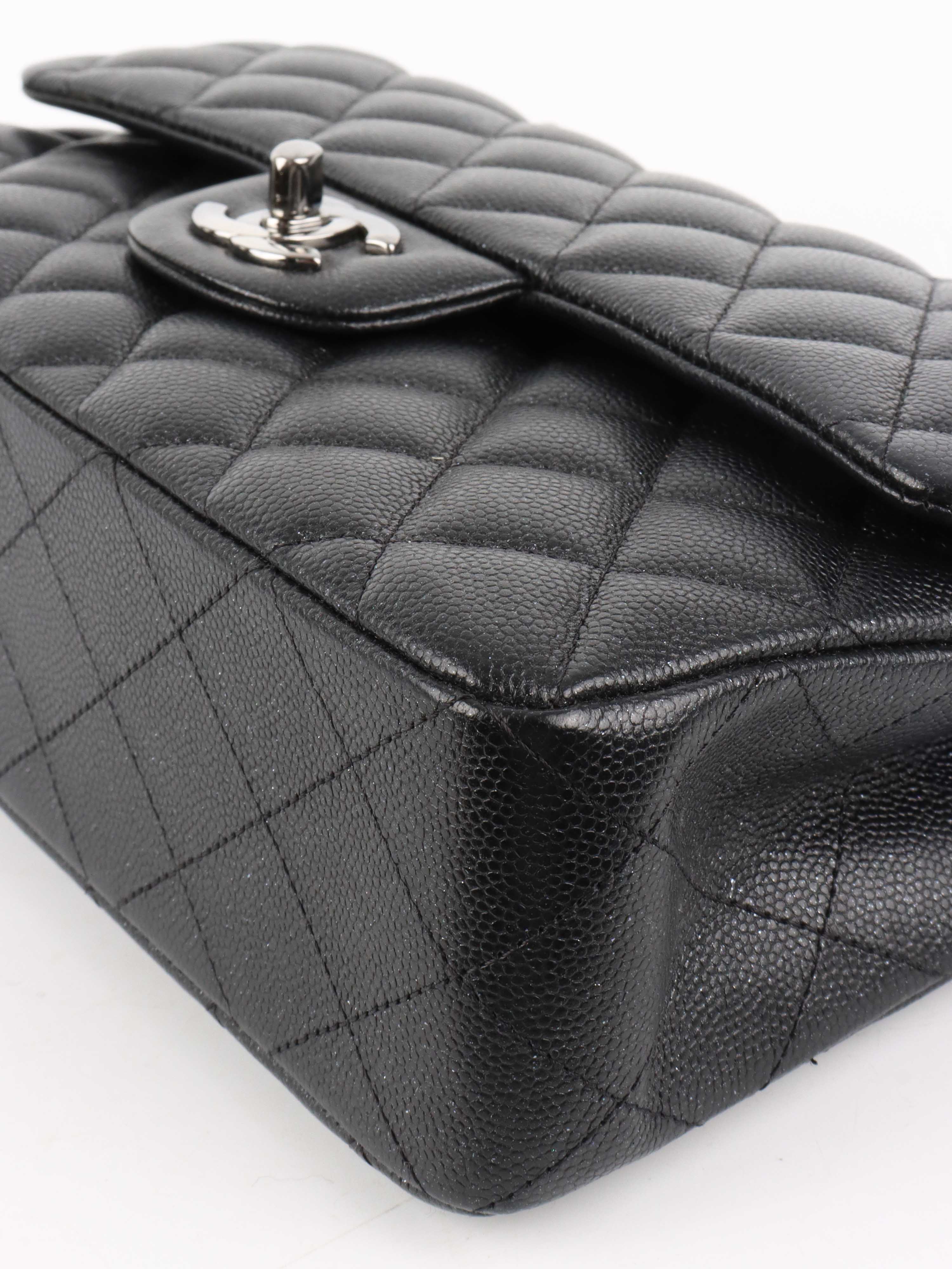 Chanel Small Black Iridescent Caviar Classic Flap SHW.